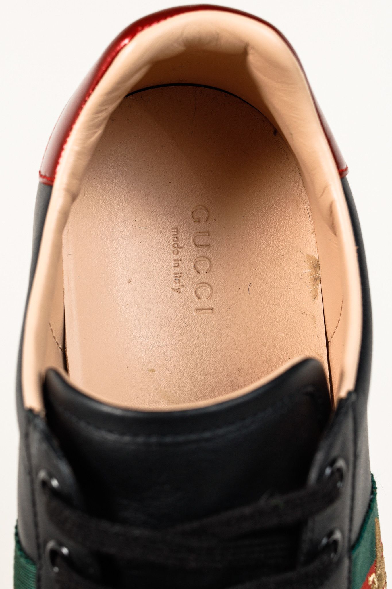 Gucci Gucci Ace Web Gold Bee Black Leather White Platform Sneaker Size US 9.5 / IT 39.5 - 10 Thumbnail