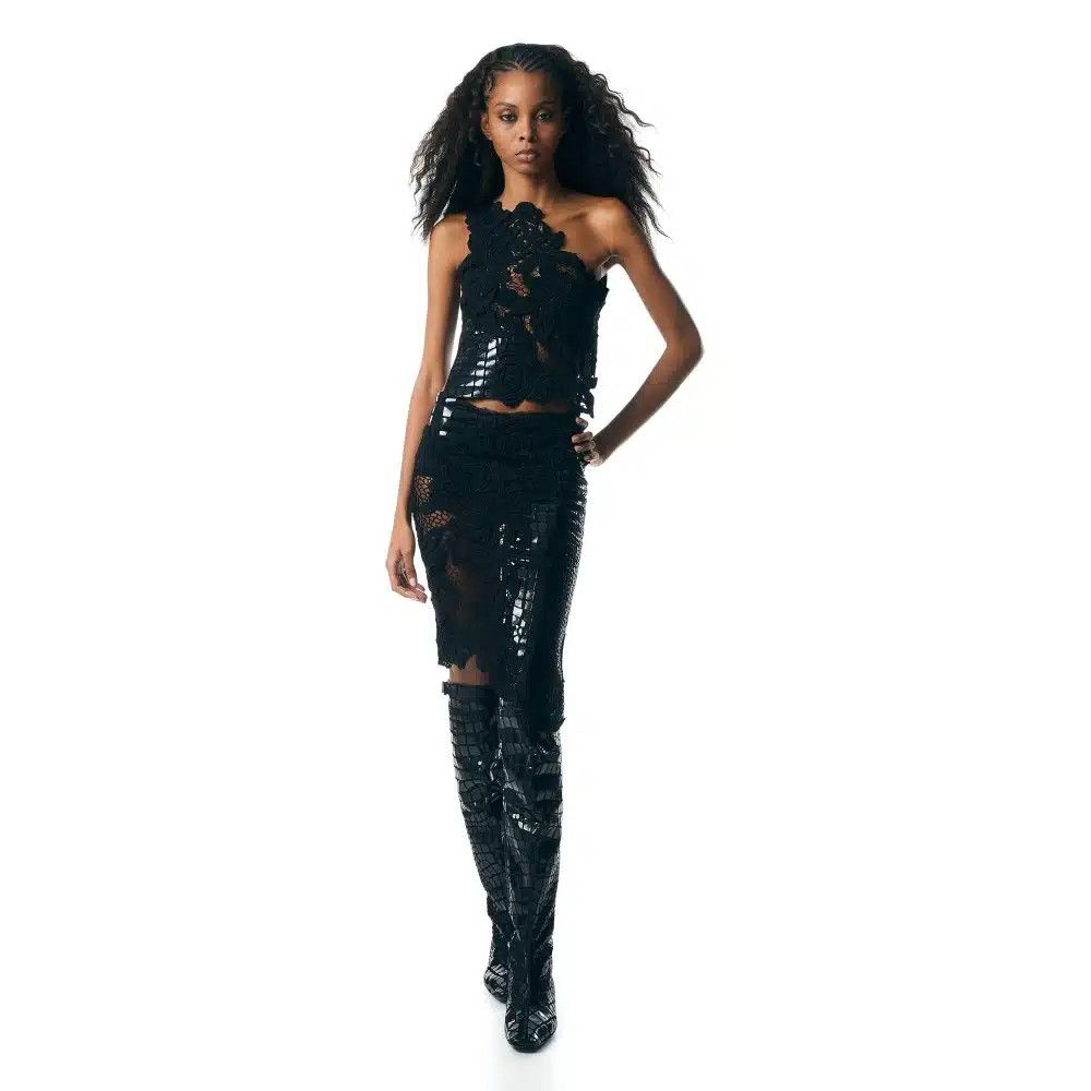 Tom Ford o1loc1c1124 TSL265 Leather Top in Black Size S / US 4 / IT 40 - 2 Thumbnail