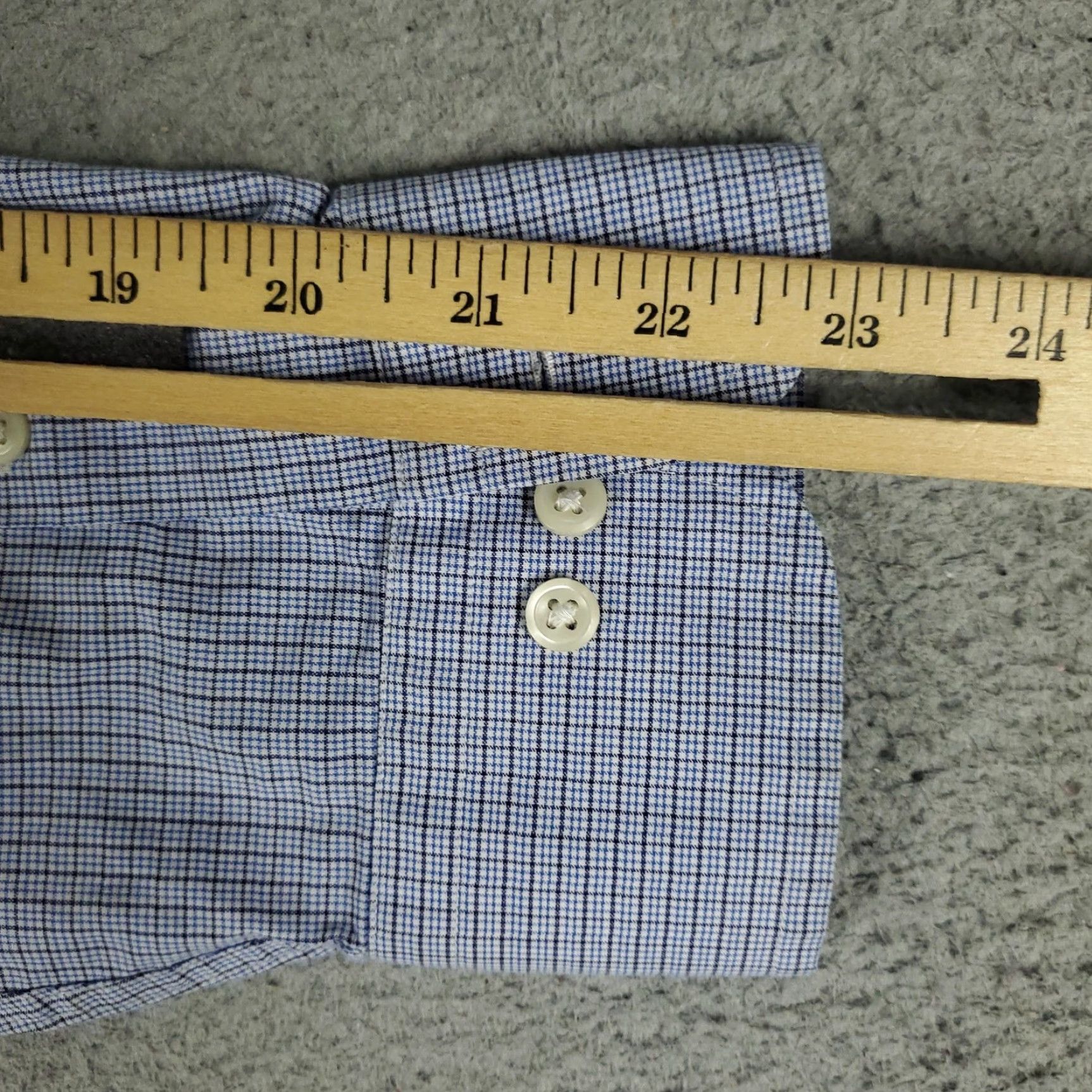 Ralph Lauren VINTAGE Ralph Lauren Dress Shirt Mens 16 Blue Check Long Sleeve Classic Fit Non-Iron Size 42R - 6 Thumbnail