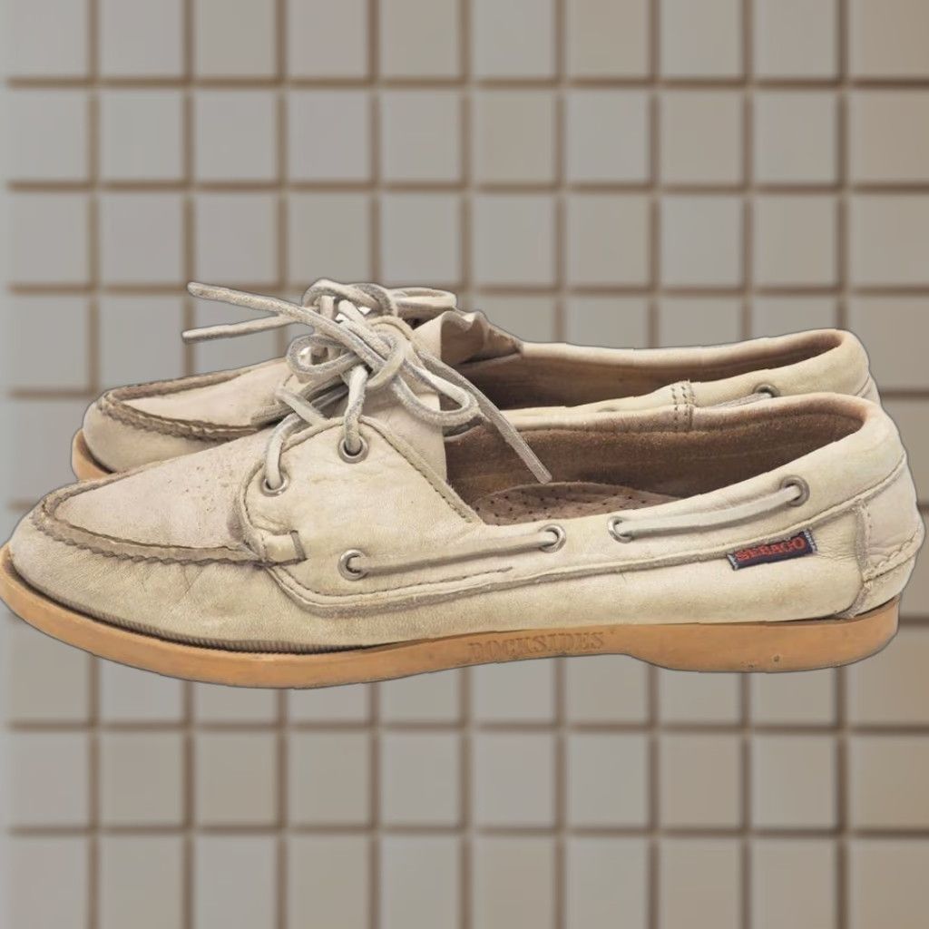 Sebago Docksides Womens Leather Boat Shoes Loafer Size 9 Us in Light Gray/Tan