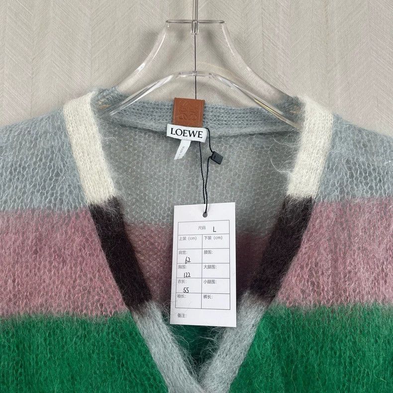 Loewe Loewe Color striped horsehair knitted cardigan sweater Size L / US 10 / IT 46 - 2 Thumbnail