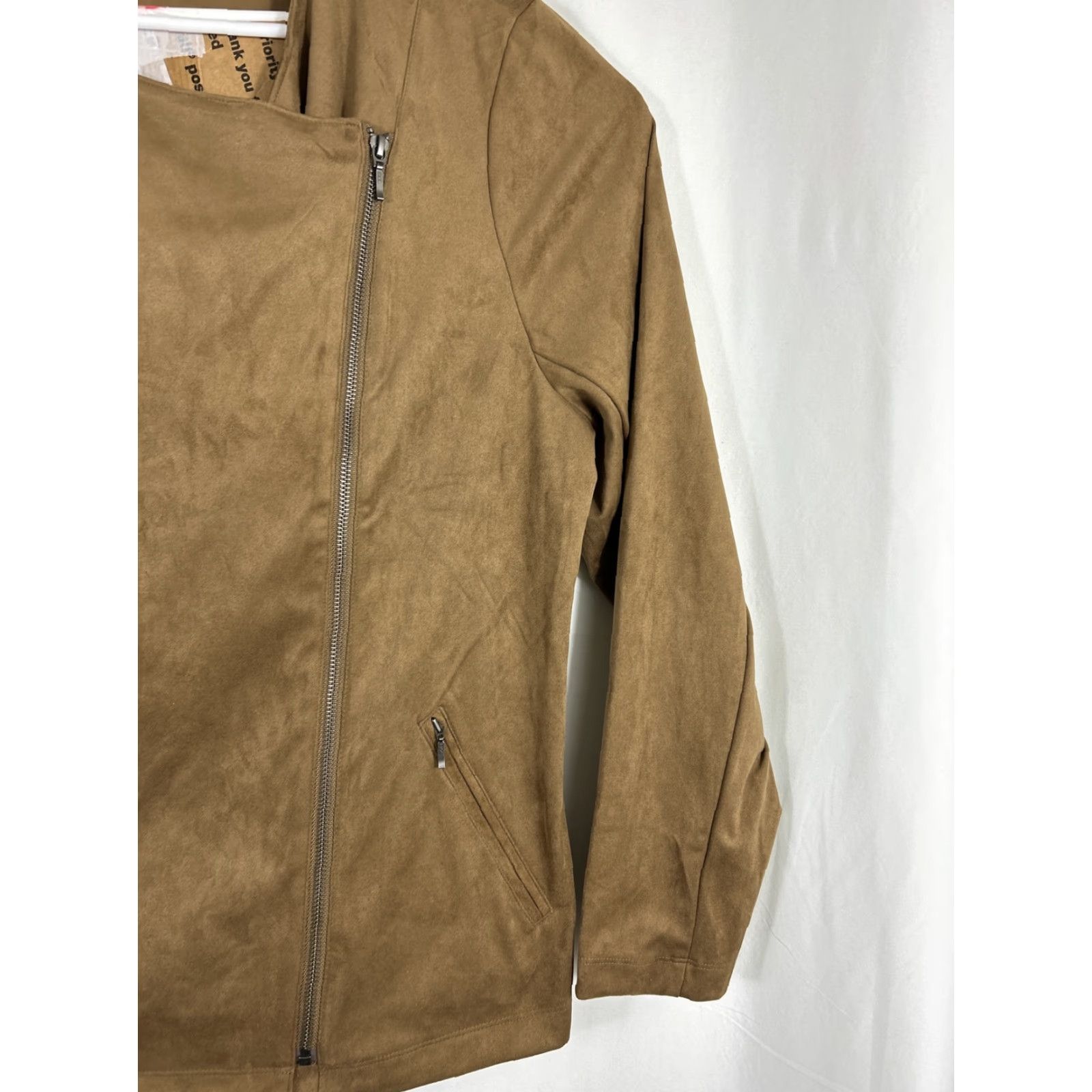 J. Jill J.JILL Faux Suede Moto Jacket Women's XL Asymmetric Zip Stretch Brown Jacket Size XL / US 12-14 / IT 48-50 - 3 Thumbnail