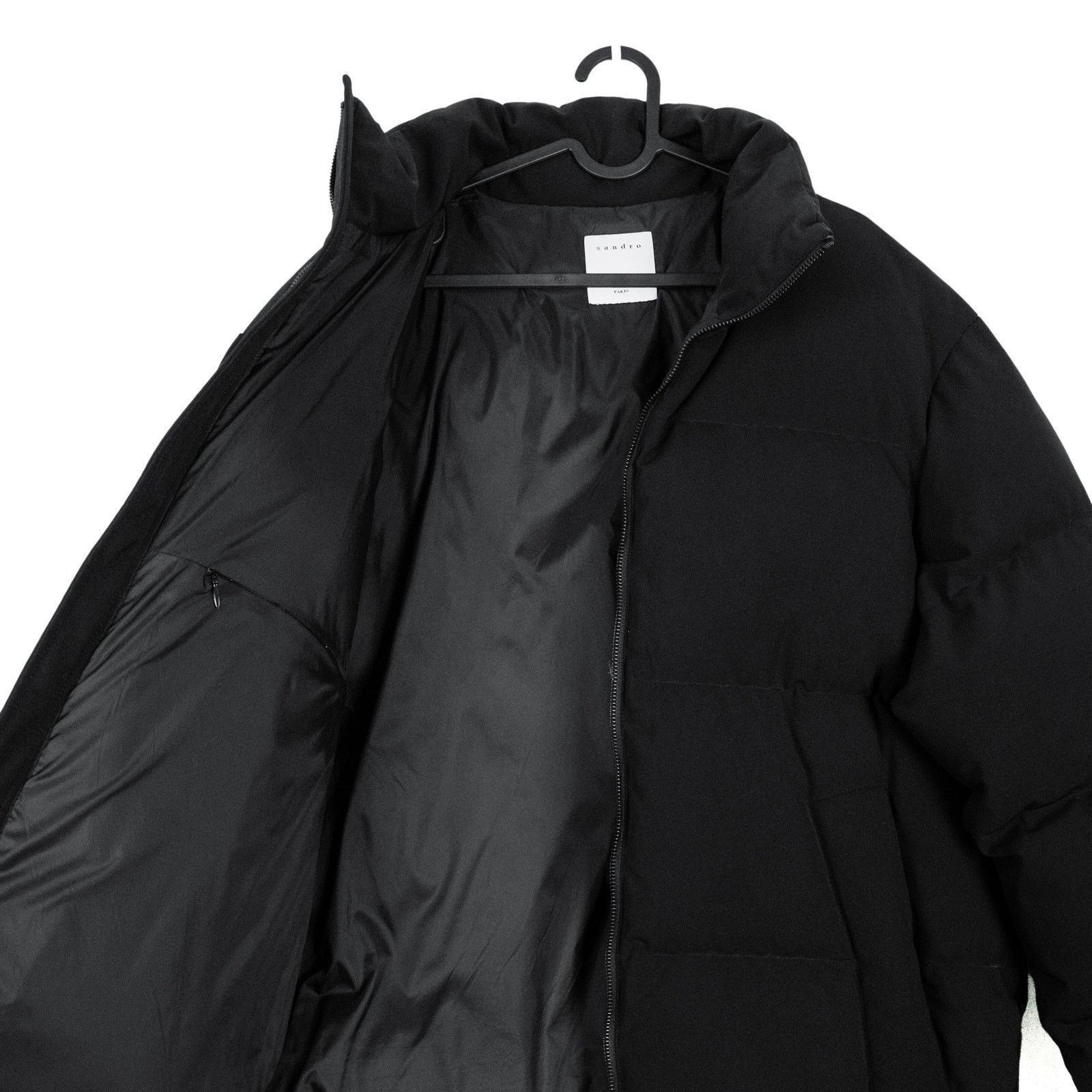 Sandro Sandro Paris Matte Black Sleeve Logo Down Puffer Jacket Size US XL / EU 56 / 4 - 3 Thumbnail