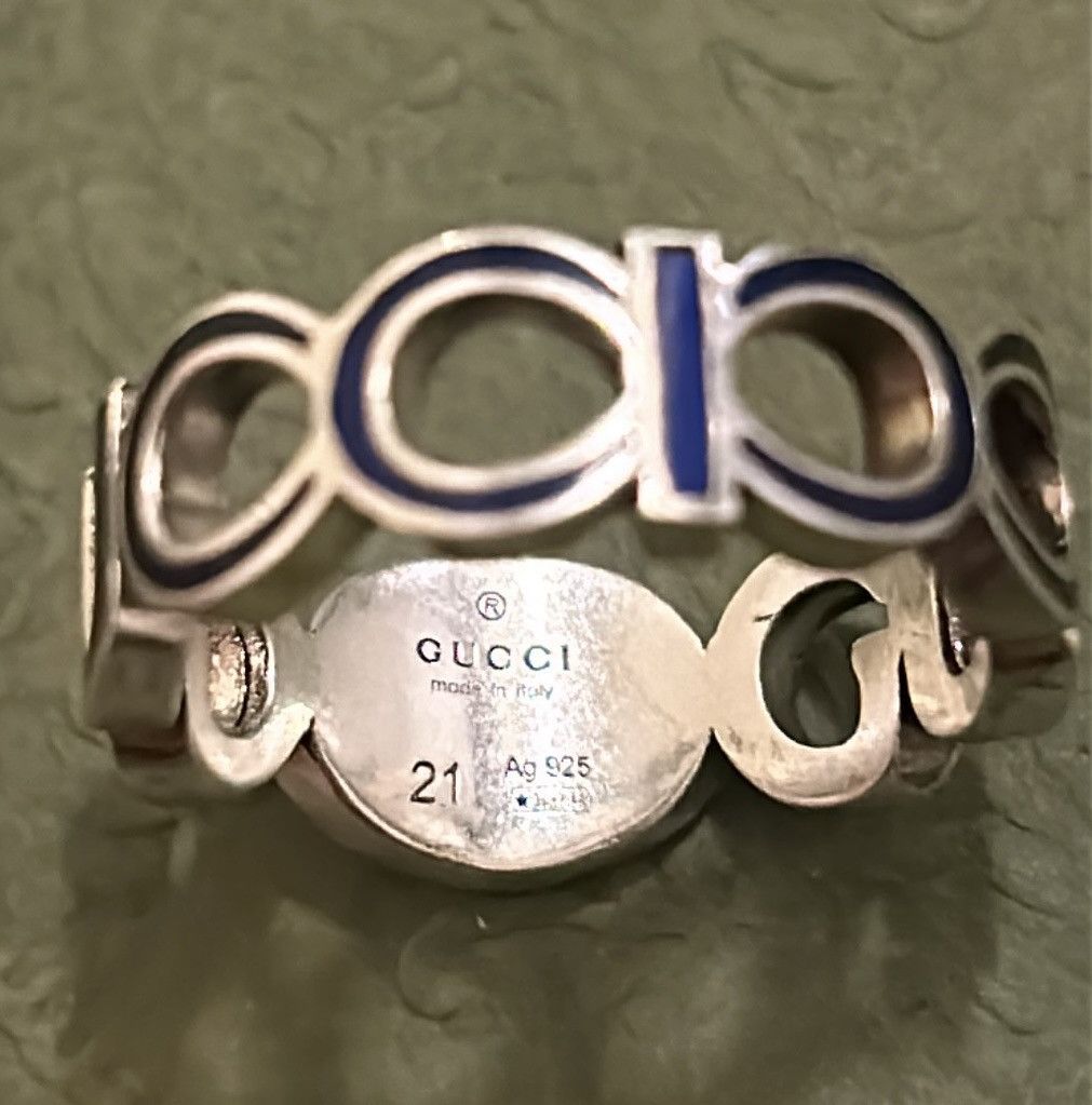 Gucci Gucci Unisex Sterling Silver Interlocking GG Logo Ring Size ONE SIZE - 5 Thumbnail