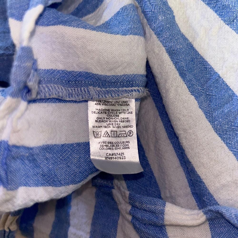 Designer LOFT l Striped Linen Babydoll Blouse Size Medium Size M / US 6-8 / IT 42-44 - 7 Thumbnail