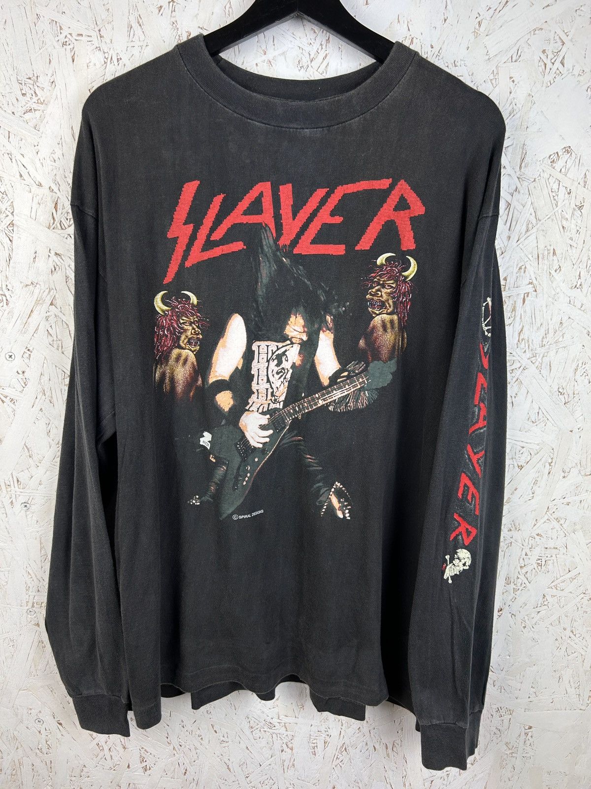 Band Tees 90s Vintage Slayer Spiral Designs Licensed Faded Long Sleeve Size US XL / EU 56 / 4 - 1 Thumbnail