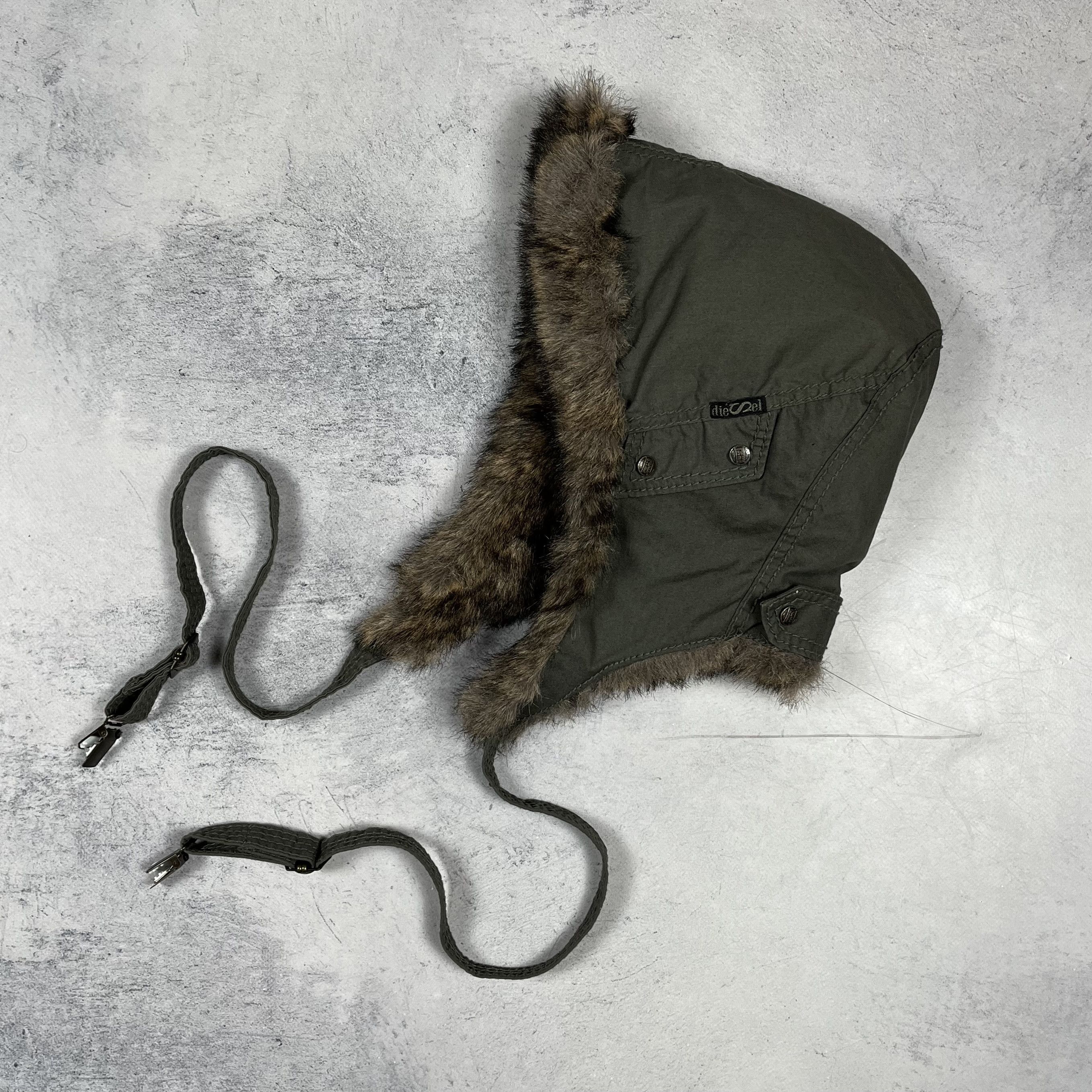 Diesel Vintage Diesel Y2K Faux Fur Aviator Hat Earflap Cap 00’s Size ONE SIZE - 3 Thumbnail
