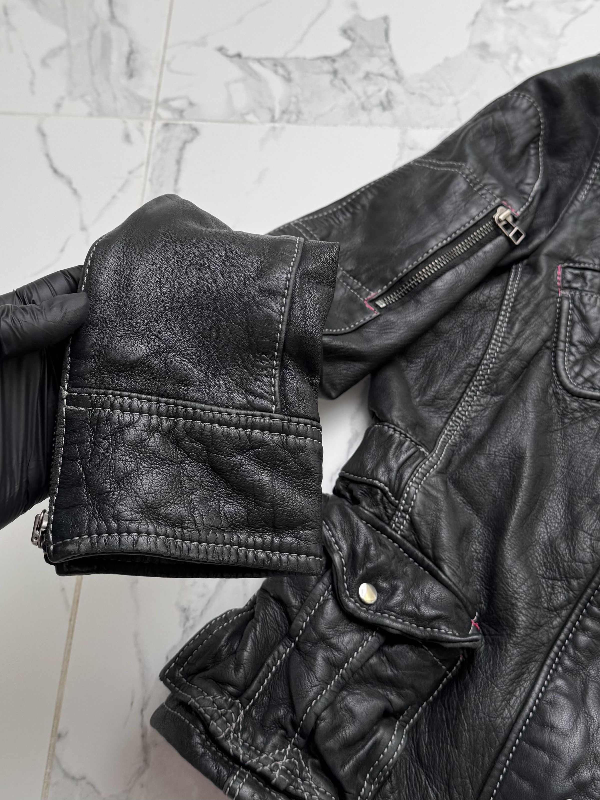 Genuine Leather Multi-Pocket Leather Cropped Jacket From 00s(V8) Size XS / US 0-2 / IT 36-38 - 6 Thumbnail