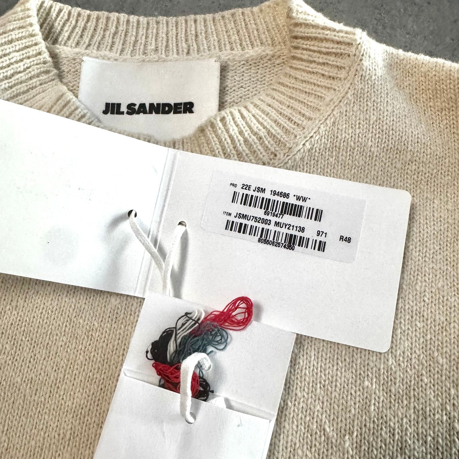 Jil Sander JIL SANDER: Men's Colorblock Cotton/Wool Sweater - 46 (S) Size US S / EU 44-46 / 1 - 5 Thumbnail