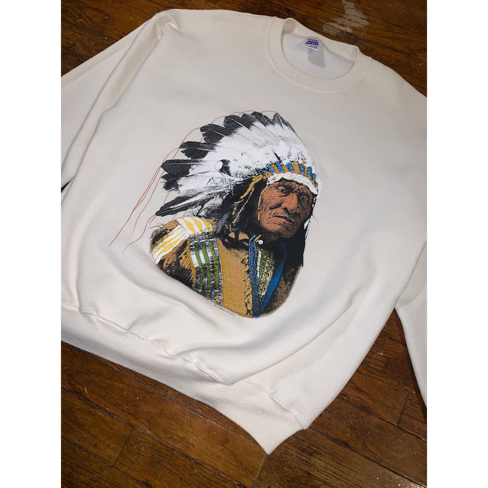 Jerzees × Vintage Vintage 90s Jerzees Native American Chief Sweatshirt XL USA Size US L / EU 52-54 / 3 - 4 Thumbnail
