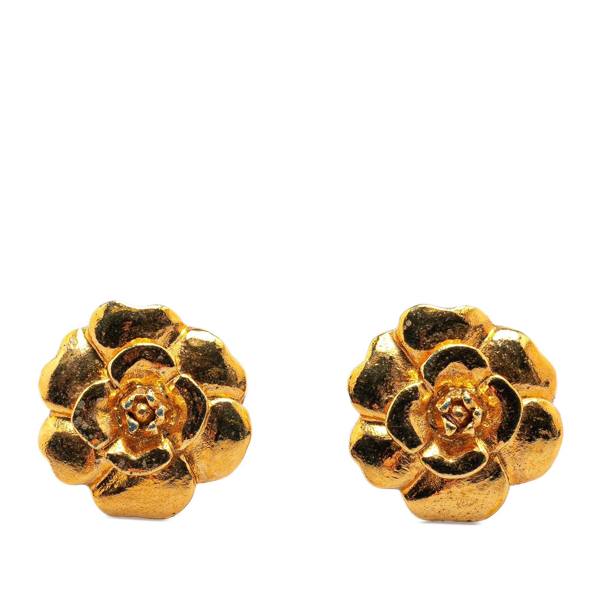 Chanel Chanel Gold Plated Camellia Clip on Earrings Gold Size ONE SIZE - 1 Thumbnail