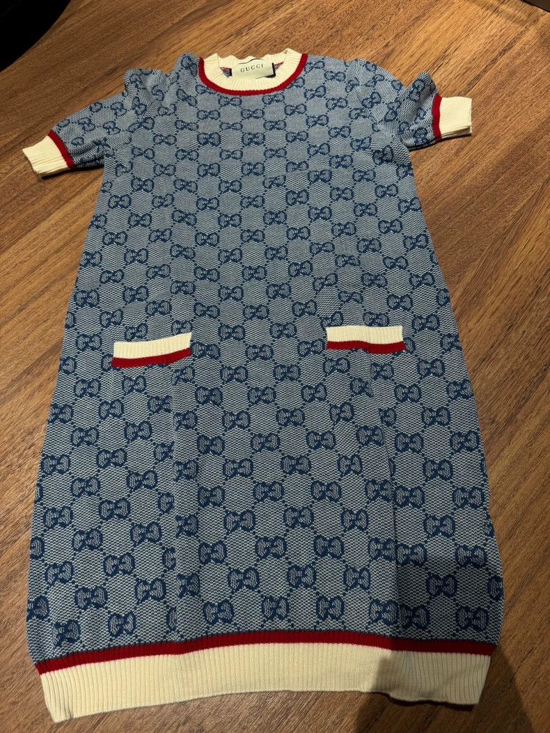 Gucci Gucci Dress with Bow Pattern in Blue-dmc Size M / US 6-8 / IT 42-44 - 1 Thumbnail