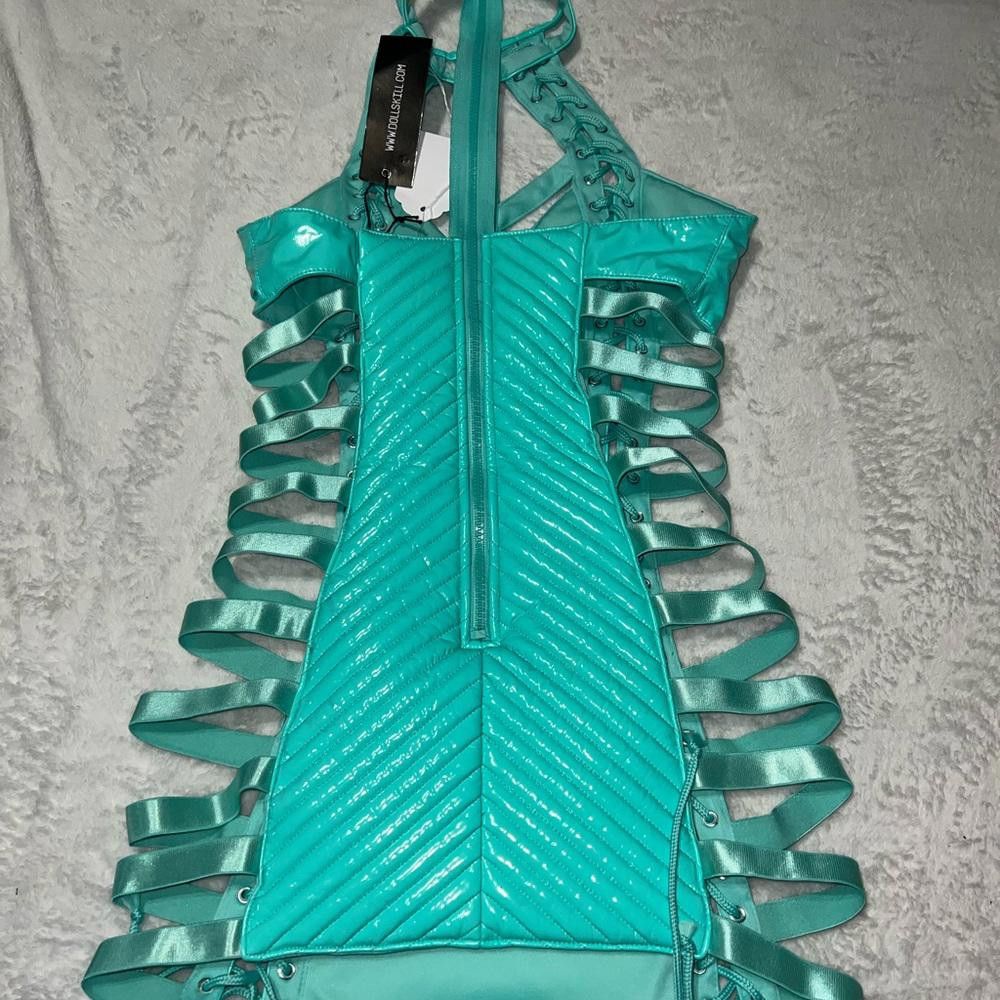 Designer Xs teal blue rude awakening mini dress club Exx festival Size XS / US 0-2 / IT 36-38 - 5 Thumbnail
