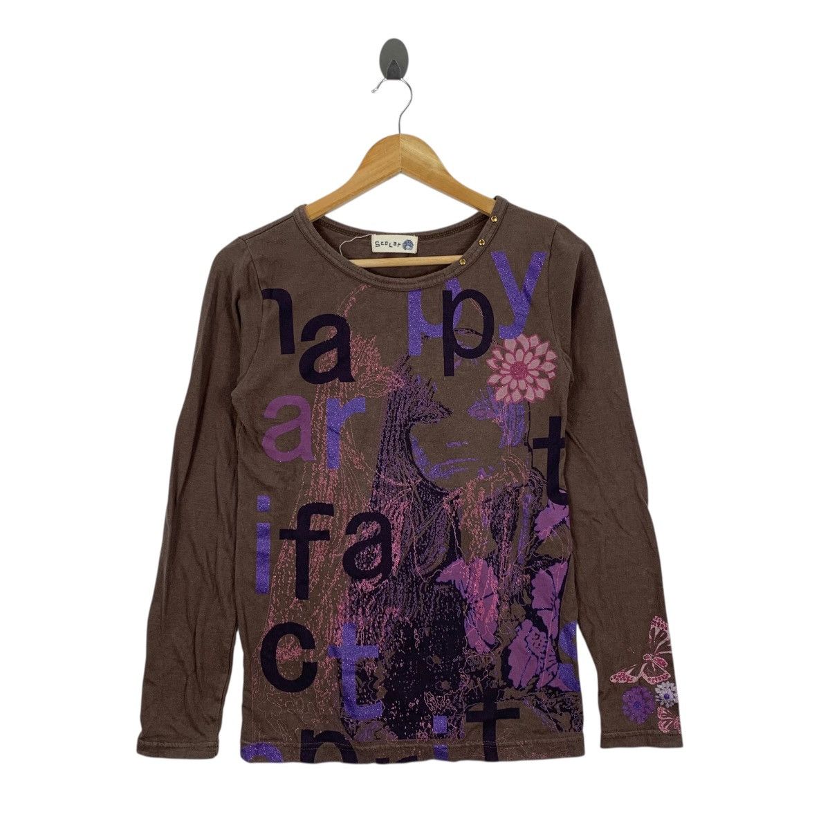 SCOLAR Japanese Brand Floral And Girl Pop Art Shirt