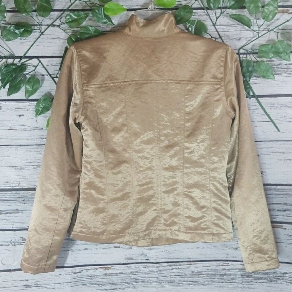 Chicos Chico's gold foil high neck button down jacket blazer sz Sm Size S / US 4 / IT 40 - 6 Thumbnail