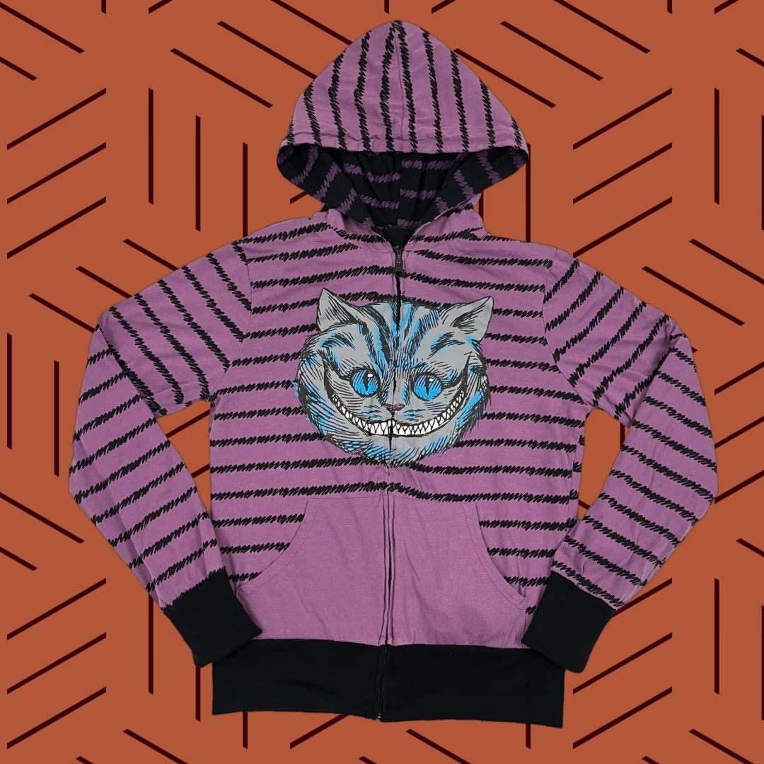 Hot Topic VINTAGE Rare 2009 Cheshire Cat Hoodie Womens M Reversible Hot Topic Disney Hoodie Y2K Size M / US 6-8 / IT 42-44 - 1 Thumbnail