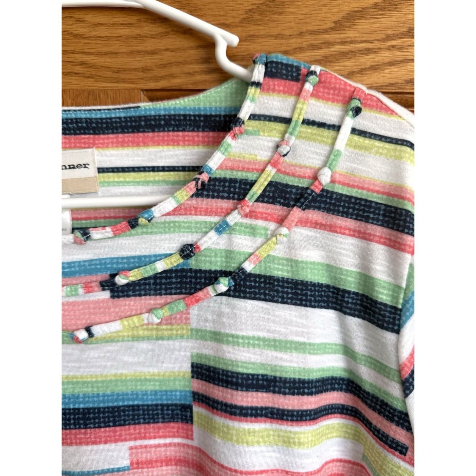 Vintage Alfred Dunner Woman 1X Plus Striped Short Sleeve Top Beaded Coastal Resort Beach Size XL / US 12-14 / IT 48-50 - 3 Thumbnail