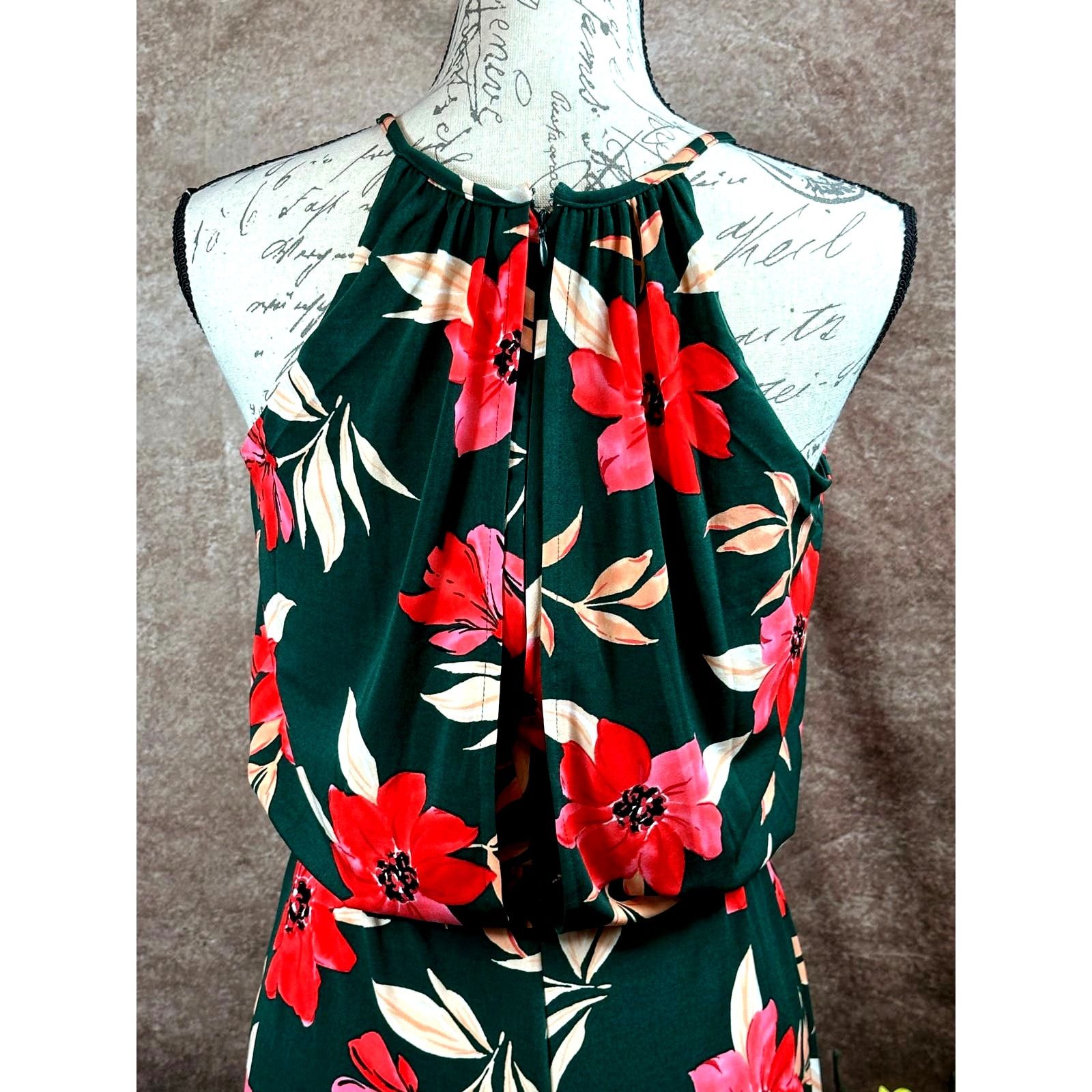 MAGGY LONDON Maggy London Floral Halter Neck Crop Jumpsuit Btrgrncrl 4 Size 27" / US 4 / IT 40 - 13 Thumbnail