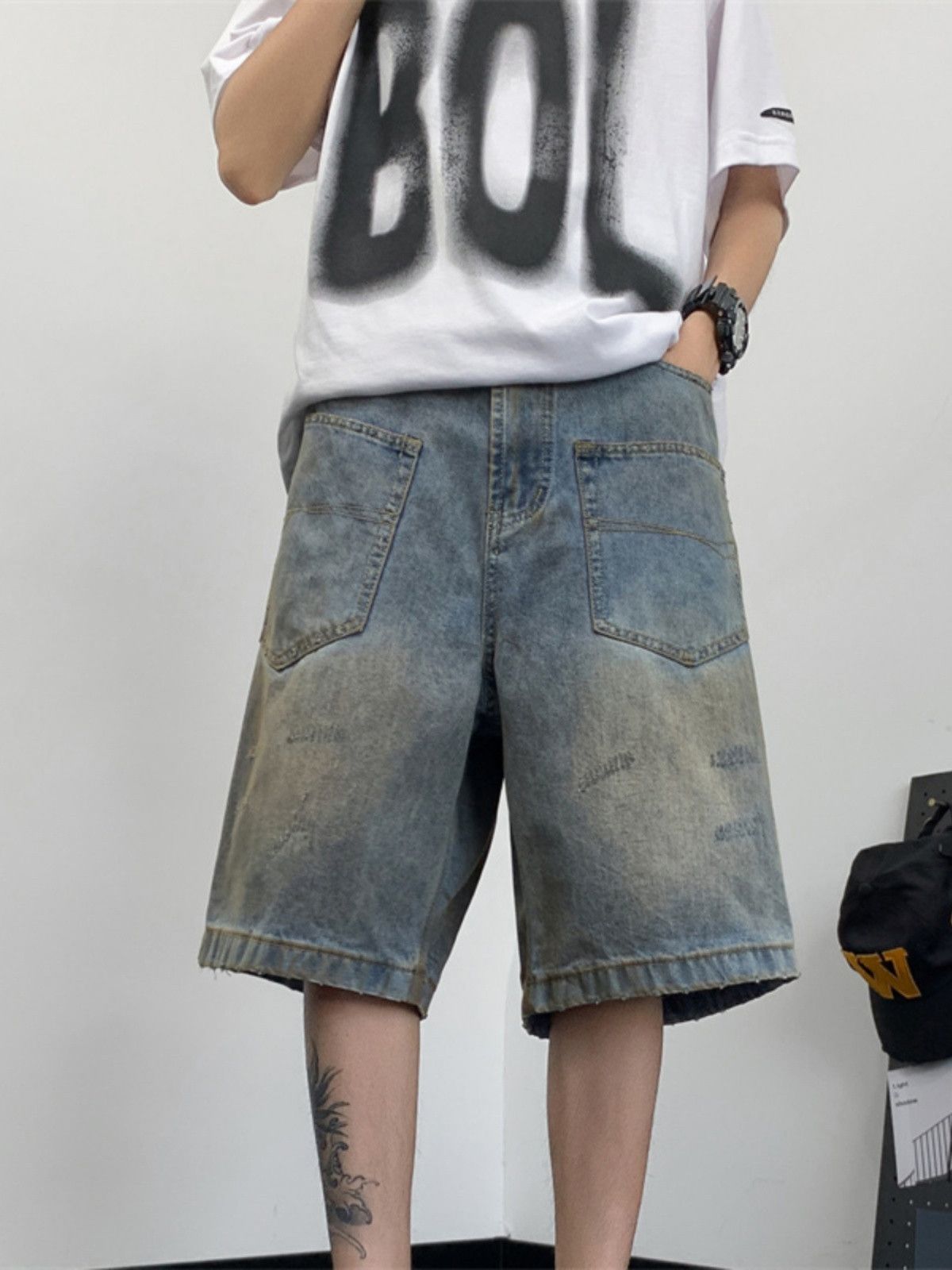 Japanese Brand × Jean Retro straight leg denim shorts Size US 30 / EU 46 - 1 Thumbnail
