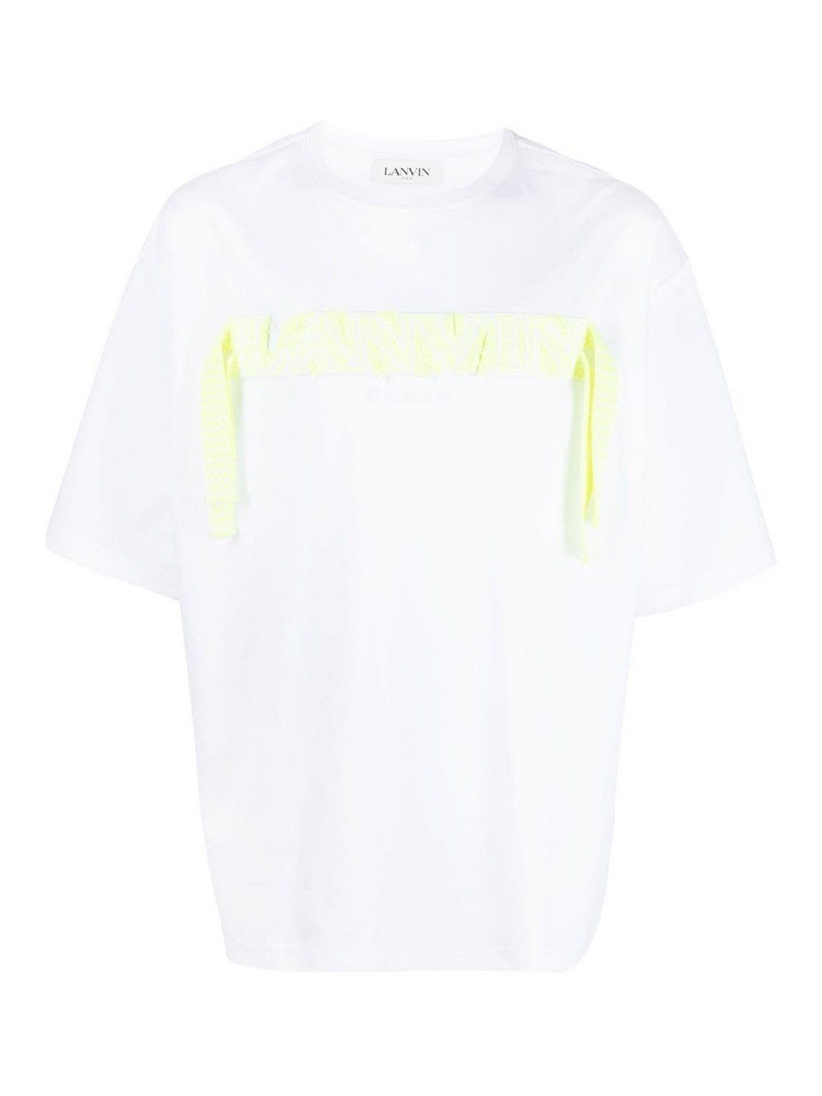 Lanvin o1y0225 Logo Crewneck T-Shirt in White/Yellow Size US M / EU 48-50 / 2 - 1 Thumbnail