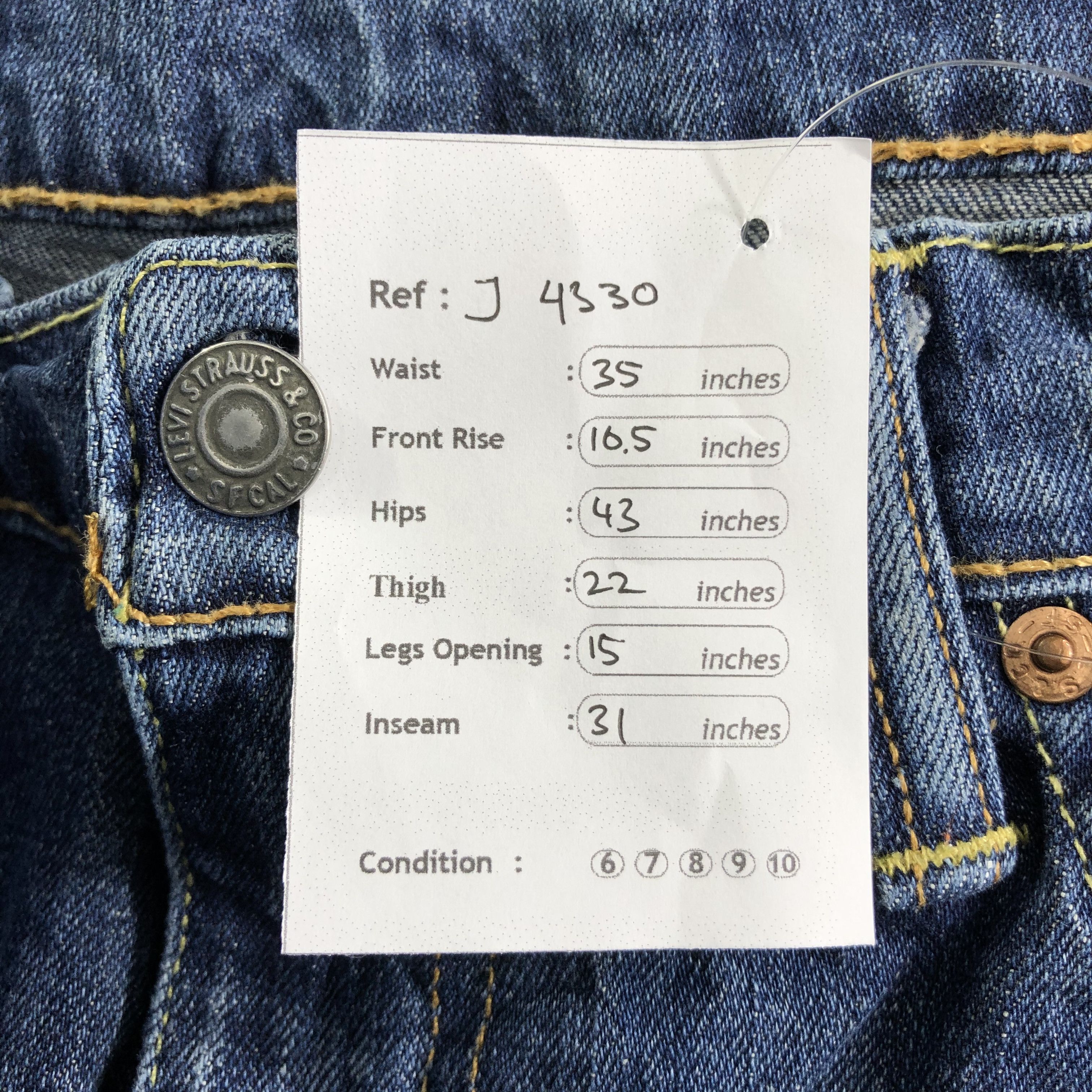 Levi's Vintage Blue Wash Levis 514 Jeans-J4330 Size US 35 - 13 Thumbnail