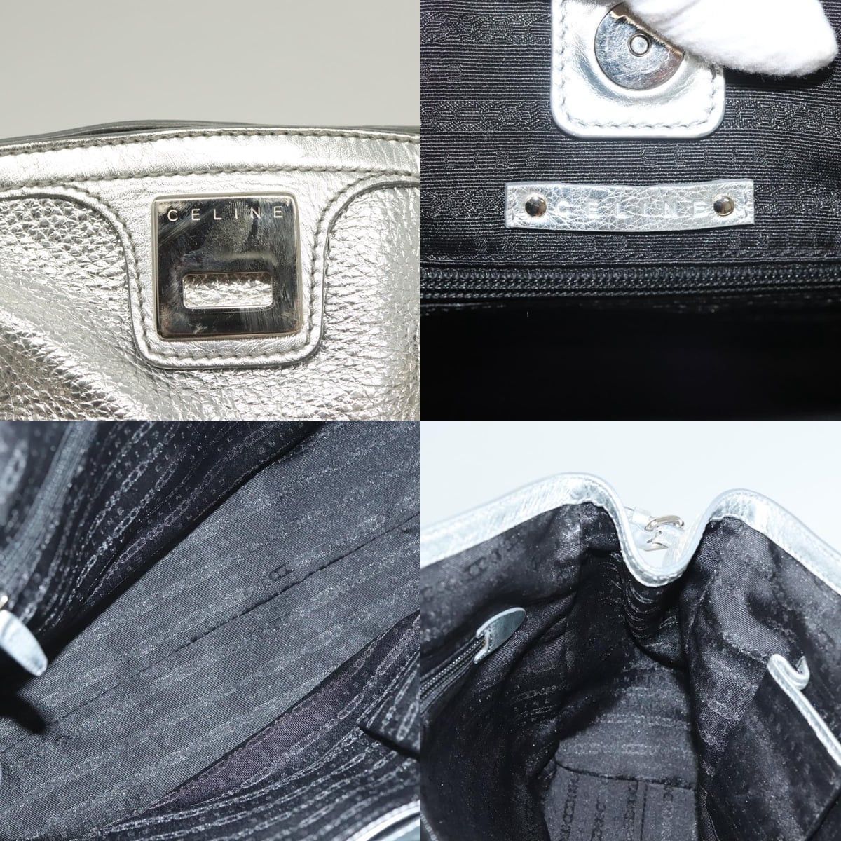 Celine CELINE Tote Bag Leather Silver Size ONE SIZE - 11 Thumbnail