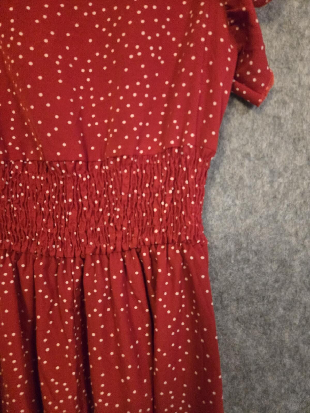 Shein Flowy Ruffled Red Polka Dot Knot Sidewrap A-line Dress Sz S Size S / US 4 / IT 40 - 4 Thumbnail