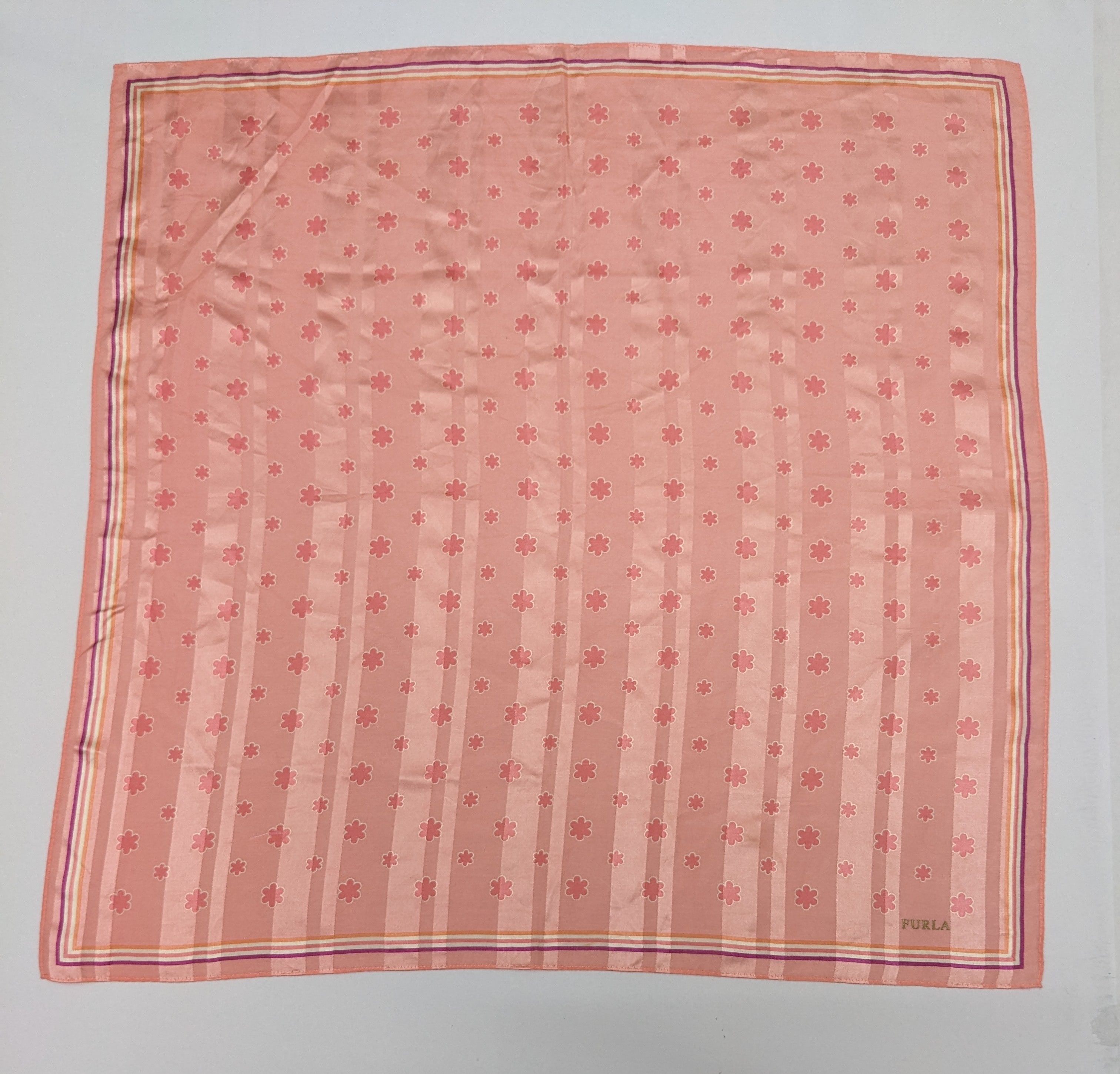 Furla Furla Italy Pink & Orange Striped Handkerchief Size ONE SIZE - 3 Thumbnail