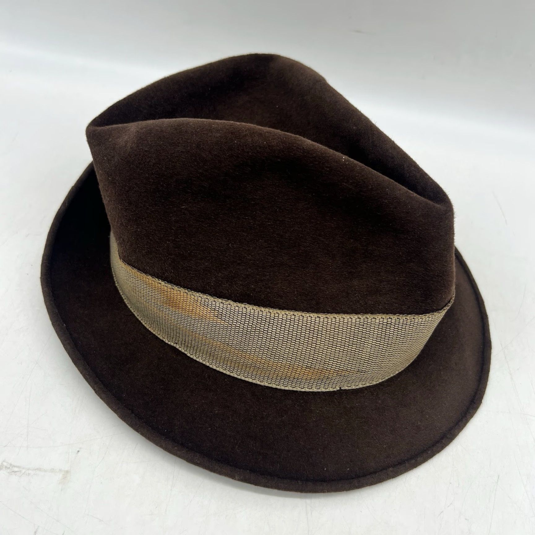 FELT VINTAGE Champs Fedora Main Selling Point Silk Finish Brown Felt 6 3/4 Adult Mens 1950s Beaver Fur Trim Hat Brown Mens Size ONE SIZE - 3 Thumbnail