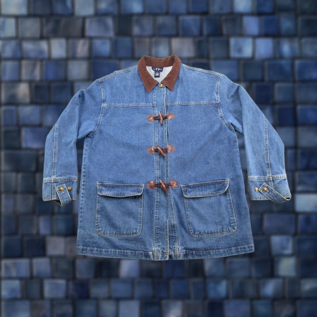 Vintage Original TY Wear Jacket Women's Size L Blue Denim Casual 90s Toggle Button Up Long Sleeve Coat Jacket Mens Womens 90s Style Basic Jacket Size L / US 10 / IT 46 - 1 Thumbnail