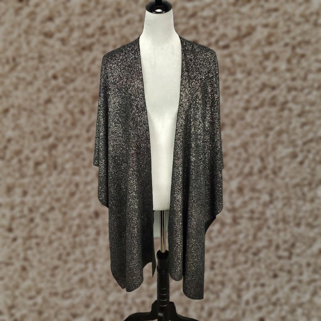 Vintage Full Figured Fashionista Cardigan Womens One Size Plus Black Shimmer NWT New Size ONE SIZE - 1 Thumbnail