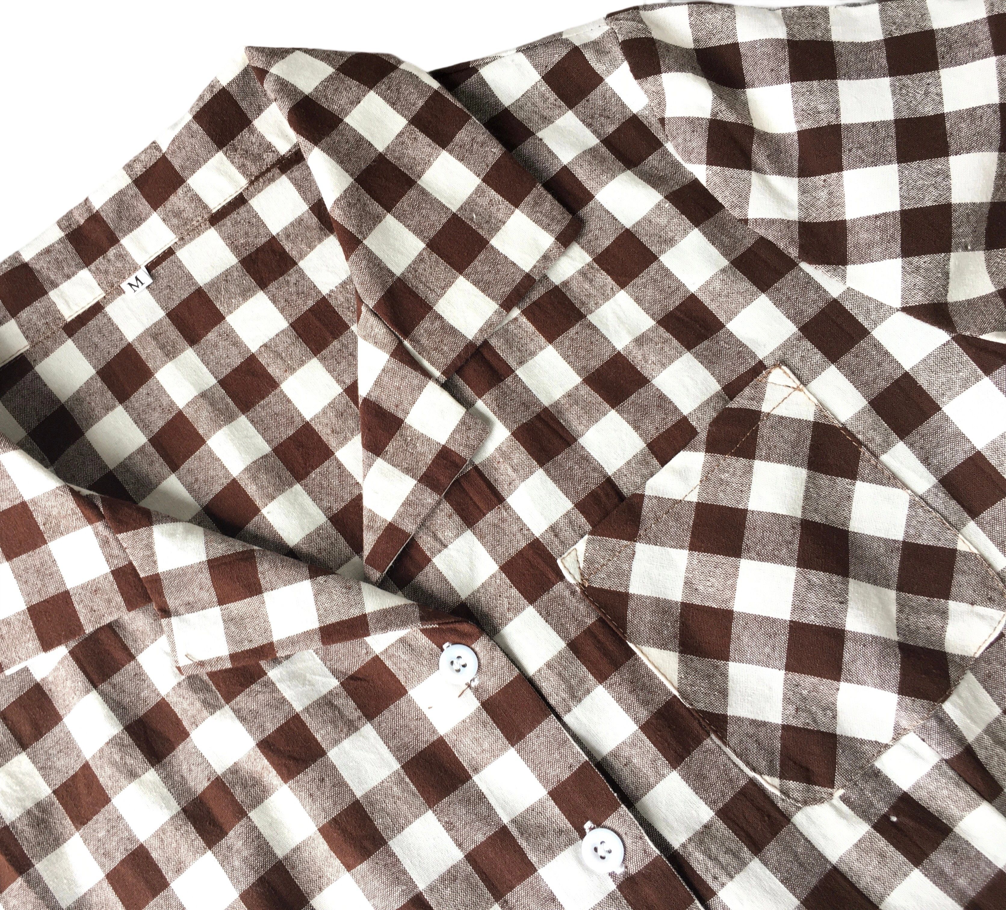 Other Women Blouse Khaki&White Checker Short Sleeves Vintage Shirt Size 3XL / US 20-22 - 4 Thumbnail