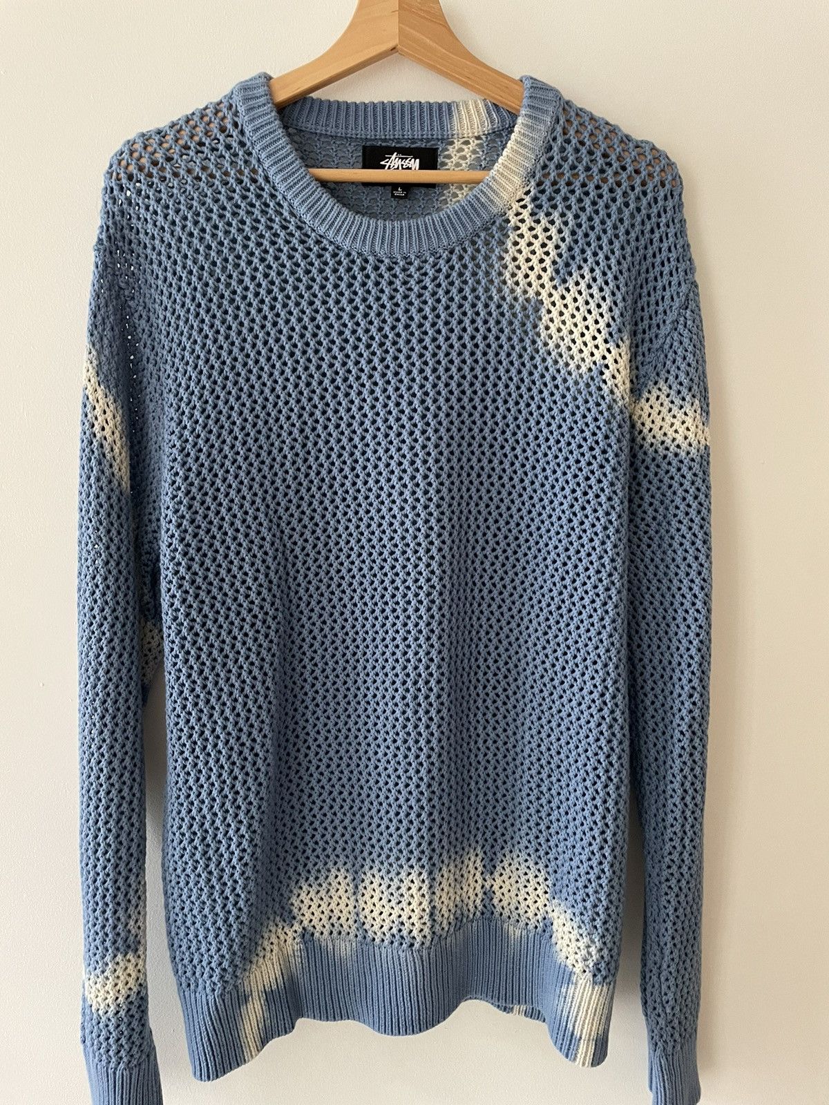 Stussy Stussy cable knit sweater tie dye blue | Grailed