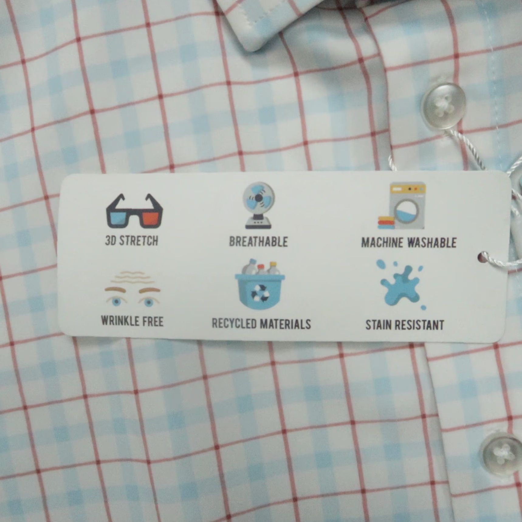 Vintage &Collar Shirt Men XL White Plaid Button-Up Long Sleeve Slim NWT Casual Business Travel Party/Cocktail Mens Size US XL / EU 56 / 4 - 5 Thumbnail