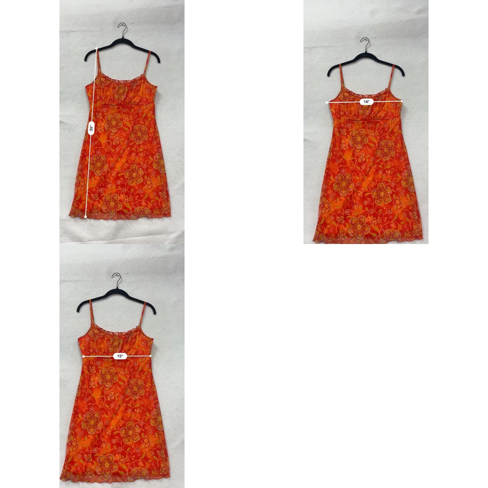 Vintage A Fortiori Womens L Red Floral Chiffon Sundress Size L / US 10 / IT 46 - 8 Thumbnail