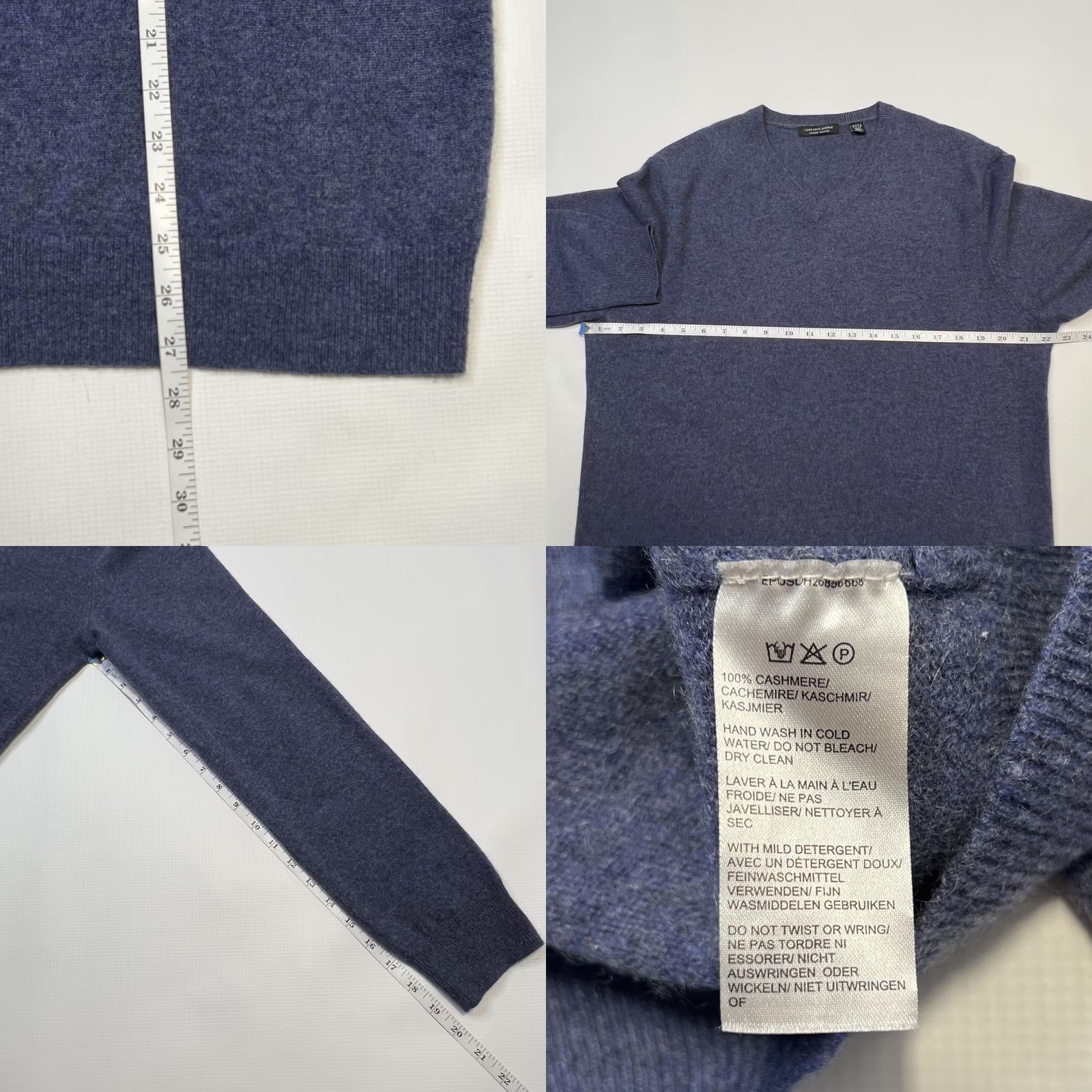 Saks Fifth Avenue Saks Fifth Avenue Sweater Mens Large Blue Cashmere Pullover V-Neck Soft Classic Size US L / EU 52-54 / 3 - 8 Thumbnail