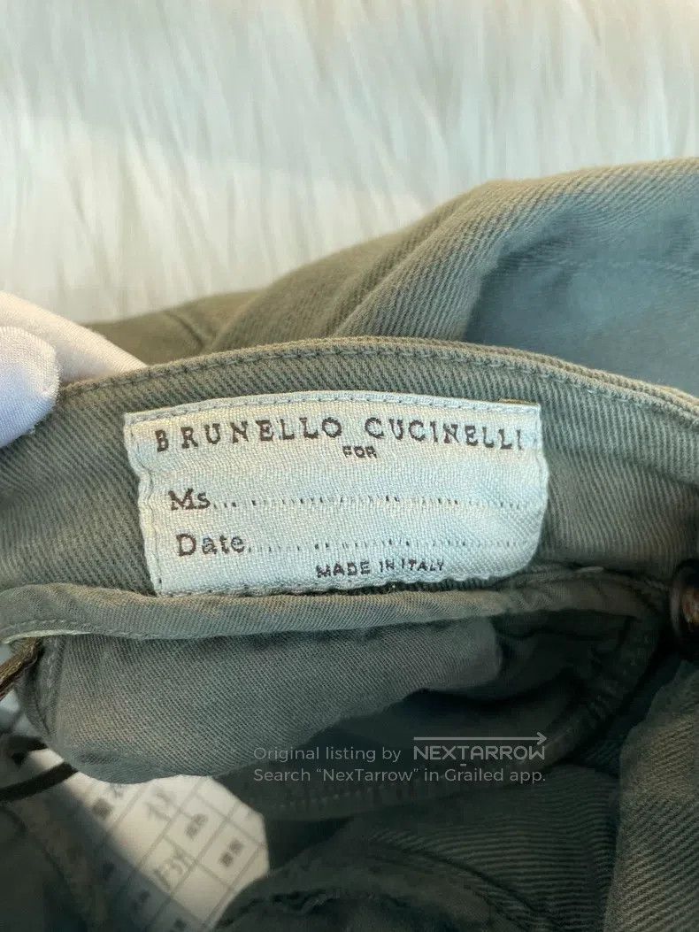 Brunello Cucinelli Brunello Cucinelli Military Green Beaded Cotton Casual Tro Size 25" / US 0 / IT 36 - 6 Thumbnail