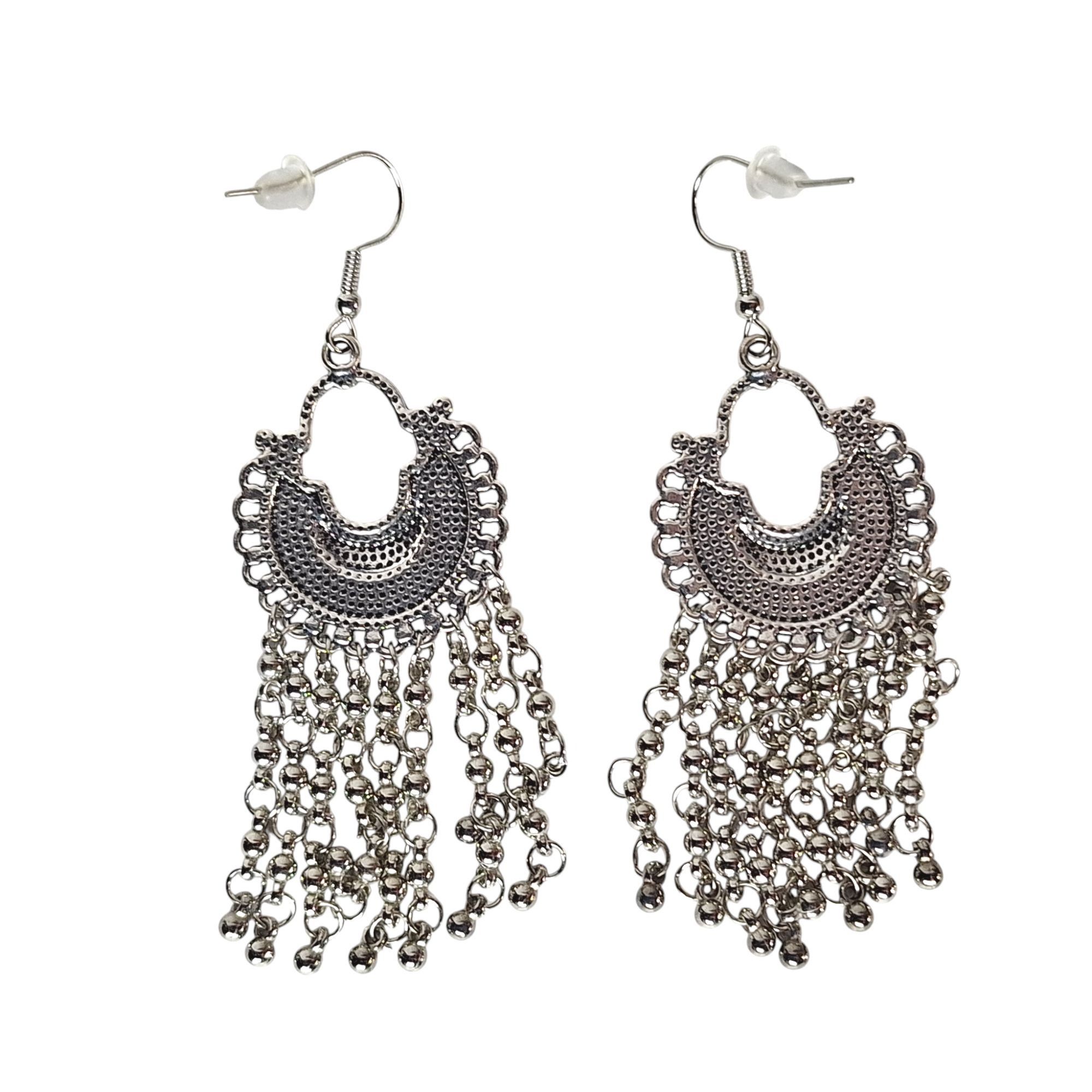 Other Whimsical Witchy Silver Moon Tassel Chandelier Earrings Cele Size ONE SIZE - 2 Thumbnail