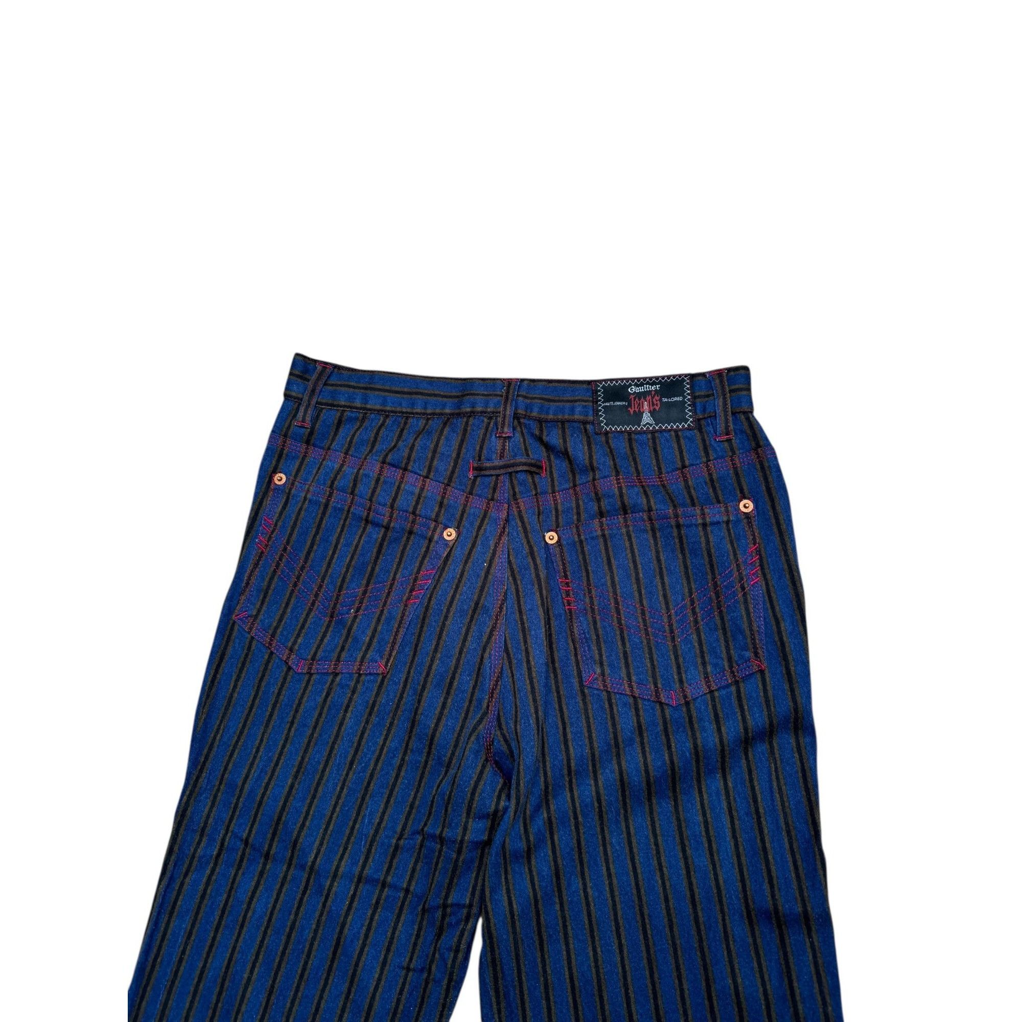 Jean Paul Gaultier Vintage Blue Striped Trousers Size 26" / US 2 / IT 38 - 4 Thumbnail