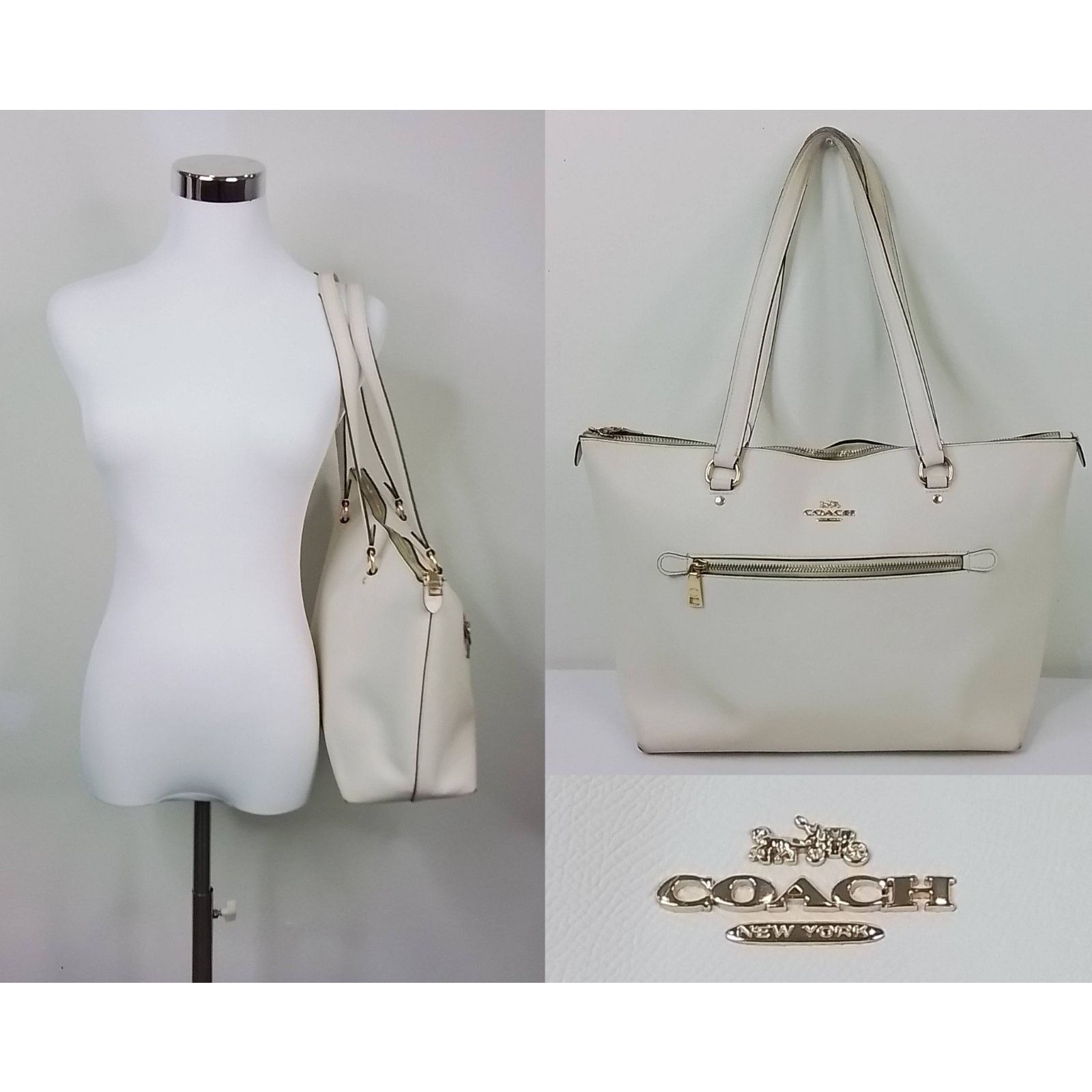 Coach Coach Gallery Leather Tote Purse Gold/Chalk F79608 #J3032 Size ONE SIZE - 1 Thumbnail