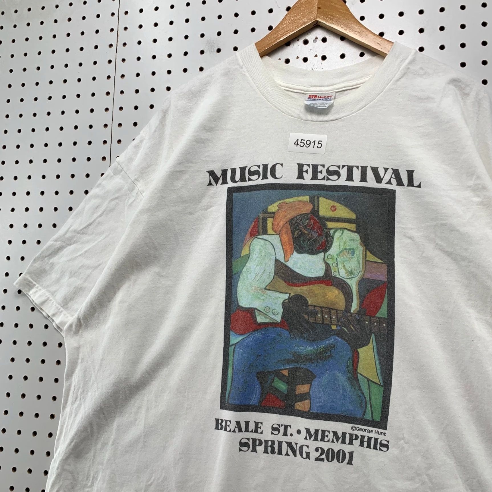 Hanes VINTAGE Beale St Memphis Music Festival Shirt Mens 3XL White Hanes Crew Neck T-Shirt Art Music Size US XXL / EU 58 / 5 - 5 Thumbnail