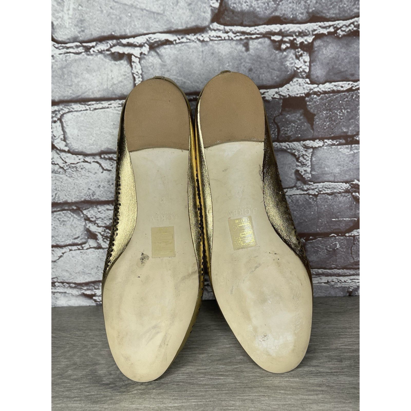 J.Crew J.Crew Nora Metallic Gold Leather Perforated Ballet Flats Wo Size US 10 / IT 40 - 17 Thumbnail