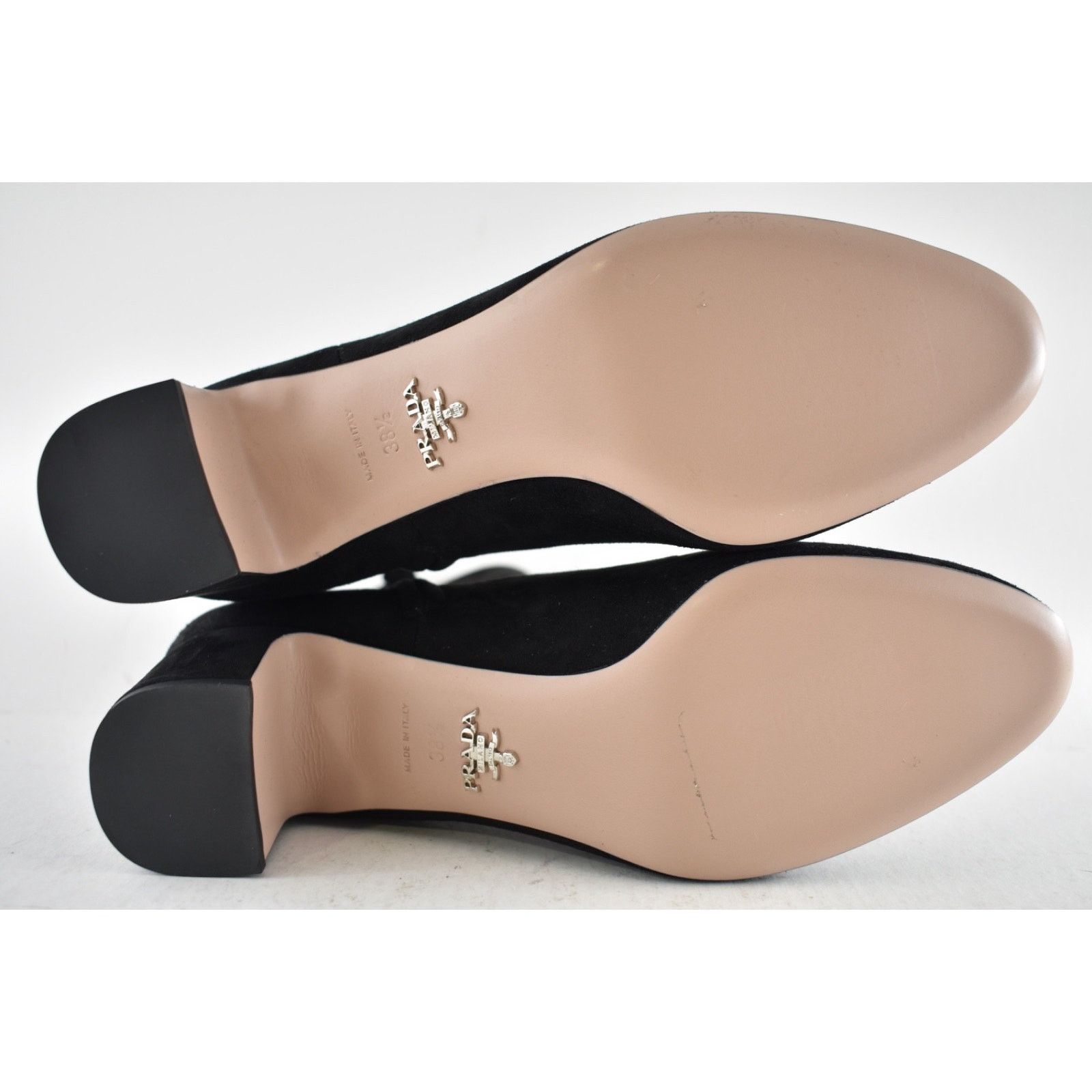 Prada Prada 55MM Tronch Black Suede Silver Logo Short Ankle Size US 8.5 / IT 38.5 - 11 Thumbnail