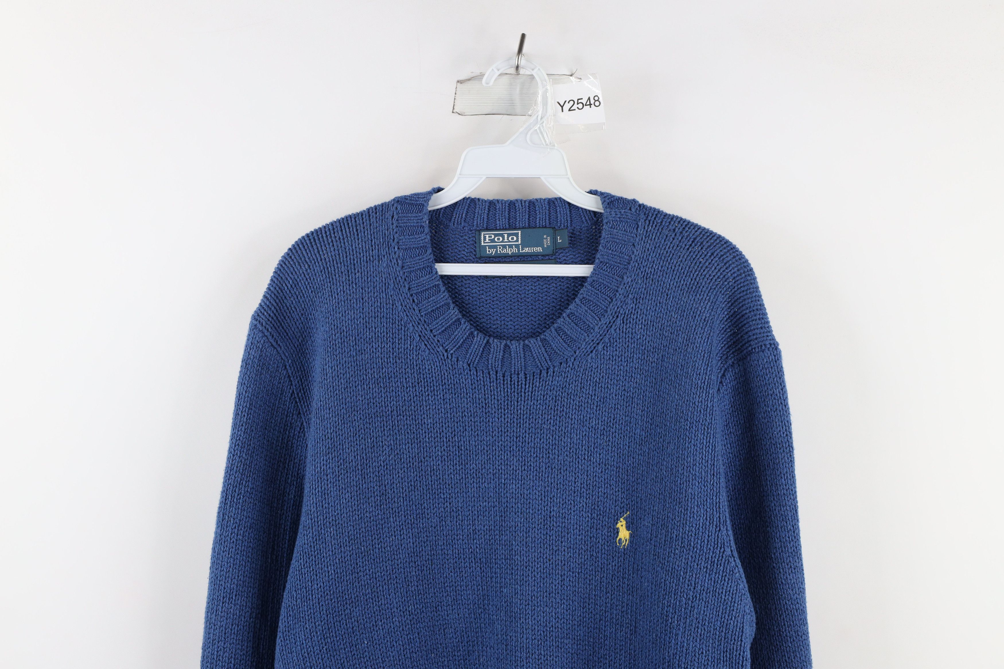 Ralph Lauren × Vintage Vintage 90s Ralph Lauren Knit Crewneck Sweater Blue Size US L / EU 52-54 / 3 - 2 Thumbnail