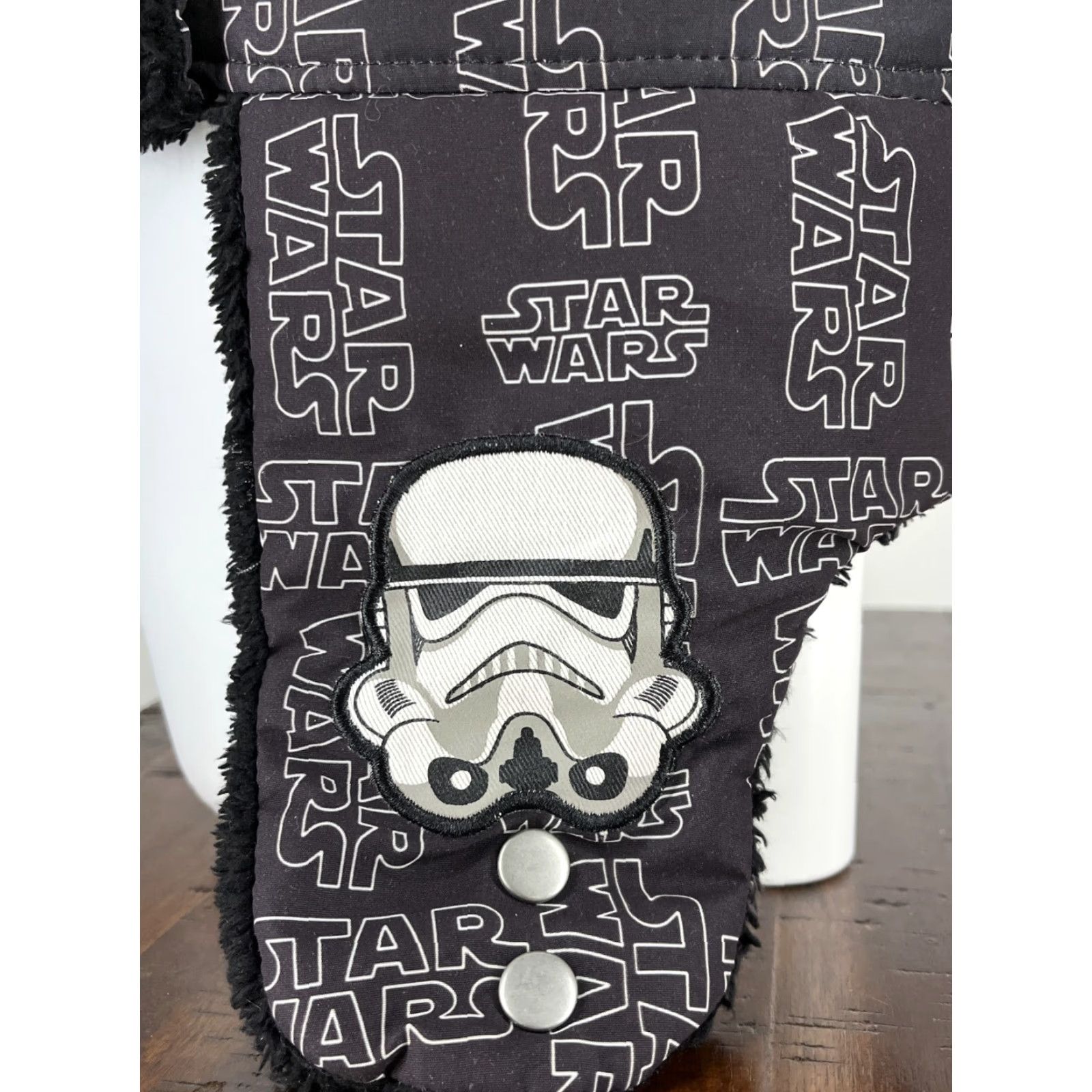 Star Wars Star Wars Trapper Hat Adult One Size Gray Black Insulated Flaps Storm Trooper F Mens Cap Winter Hat Men’s Knit 90s Movie Theme Size ONE SIZE - 2 Thumbnail