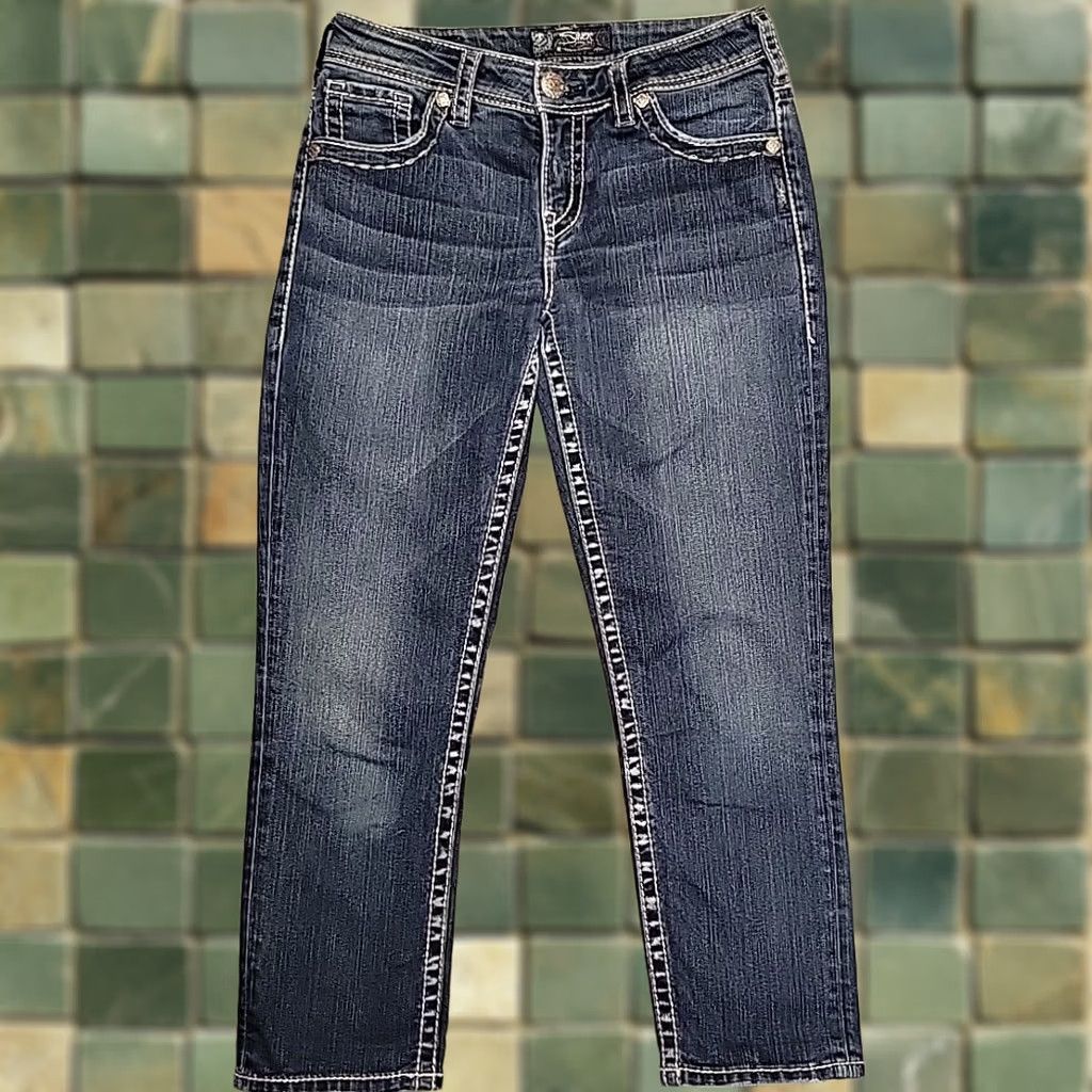 Silver Jeans Co. VINTAGE Silver Jeans Women 28 Suki High Capri Stretch Denim Blue 28 Capri Womens Jeans Size 28" / US 6 / IT 42 - 1 Thumbnail