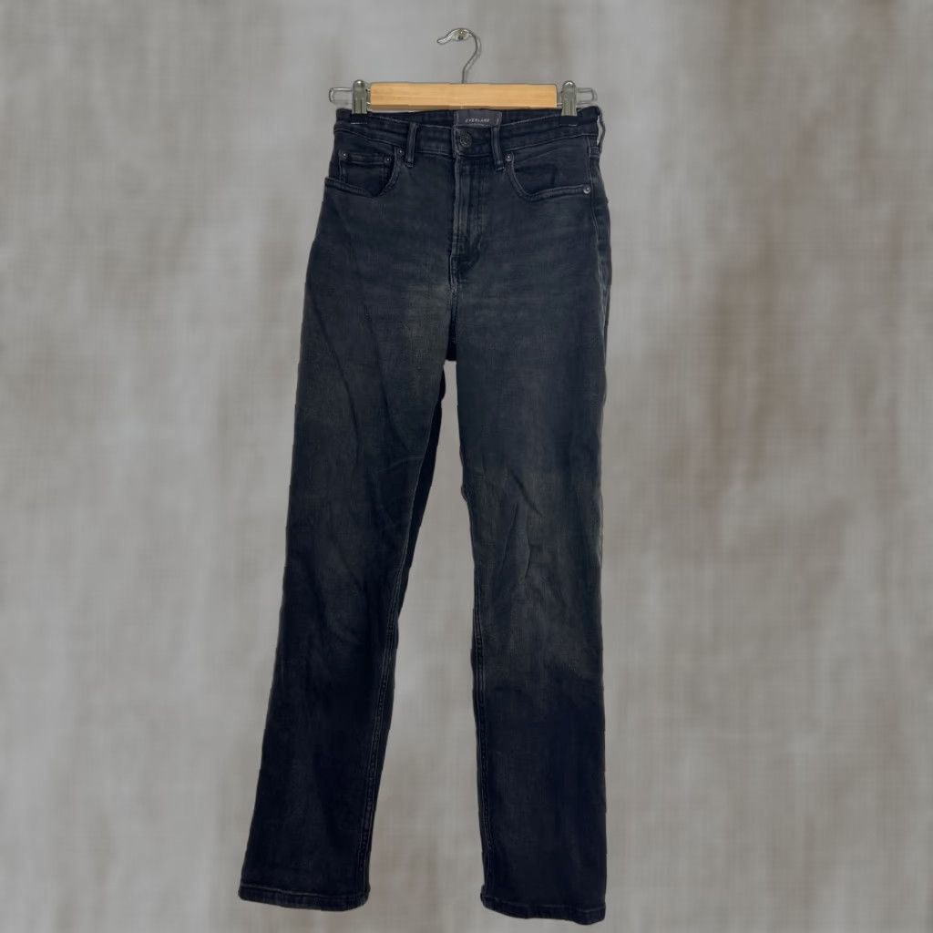 Everlane Everlane High Rise Slim Straight Cigarette Ankle Jean Washed Black 25 26x27 Women Jeans Slim Mid Black 27 Inseam Reg Size 42" / US 20 - 1 Thumbnail