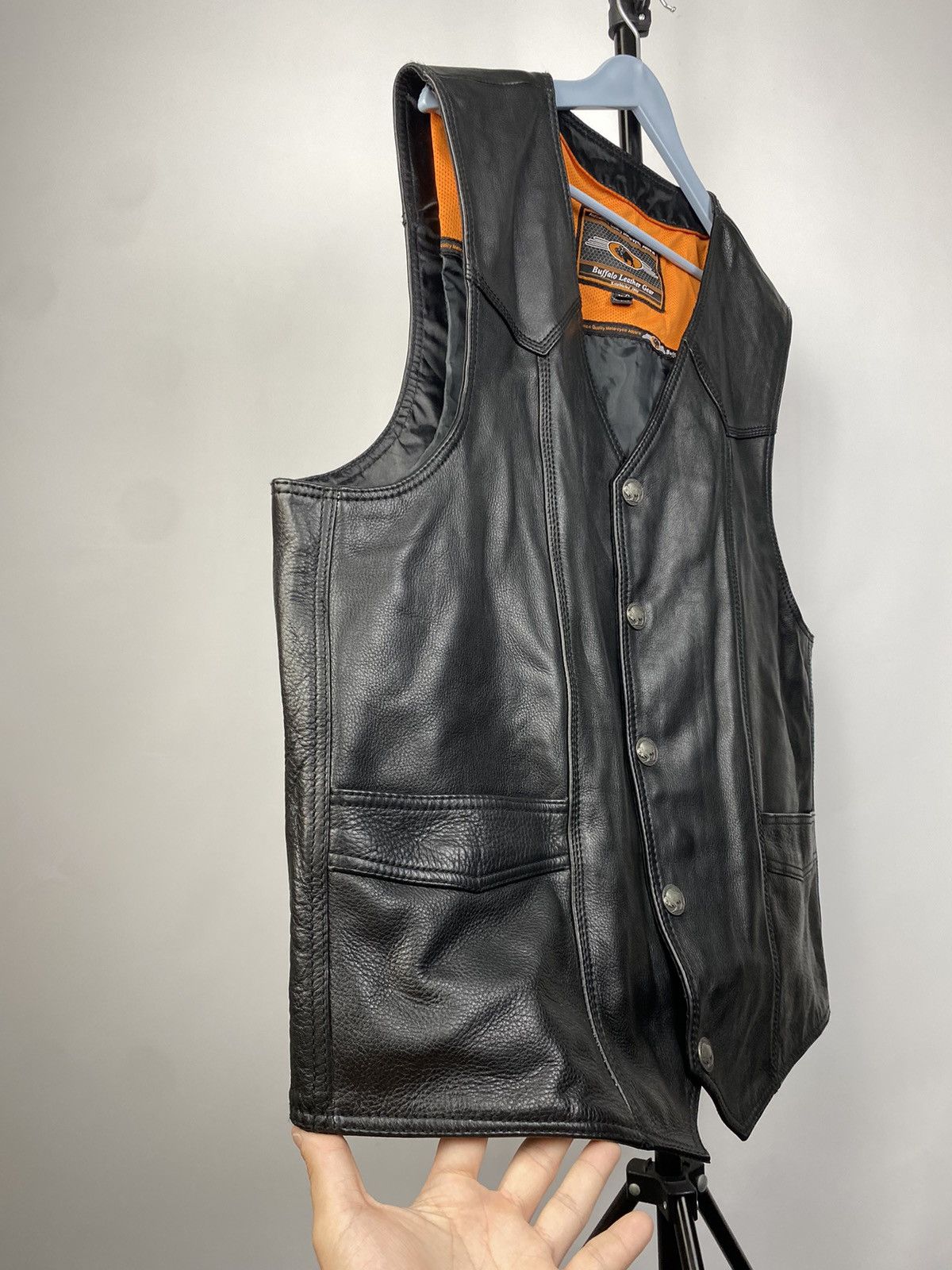 Leather × Vintage Genuine Buffalo Leather Biker Moto Punk Rock Vest Size US XL / EU 56 / 4 - 3 Thumbnail
