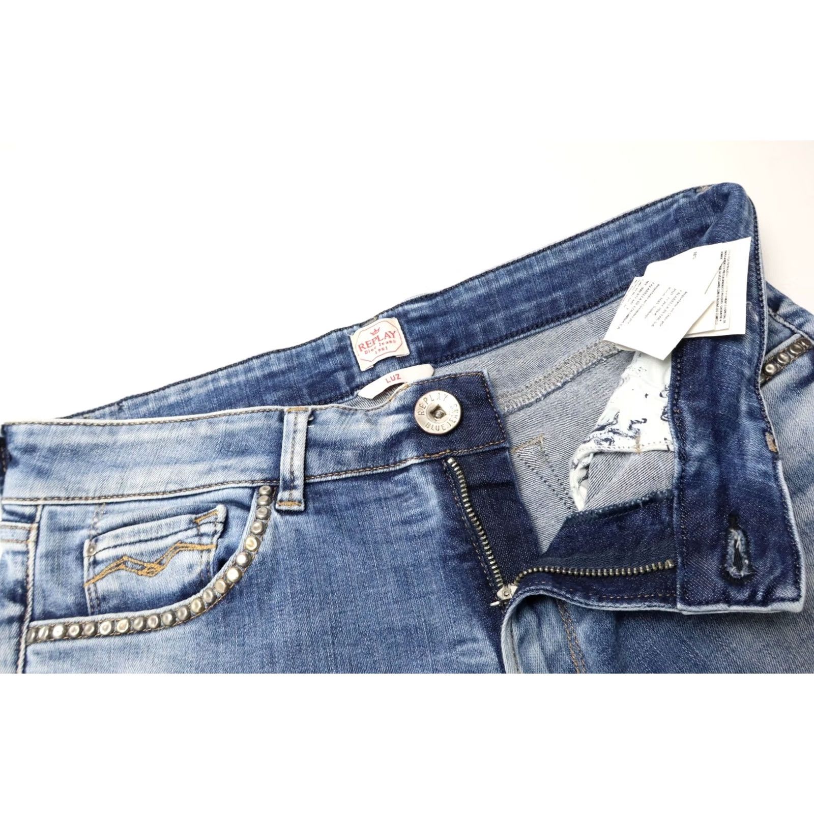 Replay Replay Luz Jeans Women's Slim Blue Denim W30/L32 Faded Whiskers Zip Fly denim, Jeans, Slim Fit, Women's Size 30" / US 8 / IT 44 - 4 Thumbnail