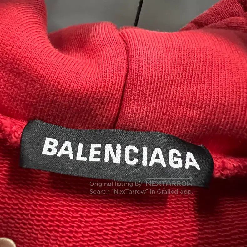 Balenciaga Balenciaga Red Back Printed Big Logo Hoodie Size US S / EU 44-46 / 1 - 5 Thumbnail